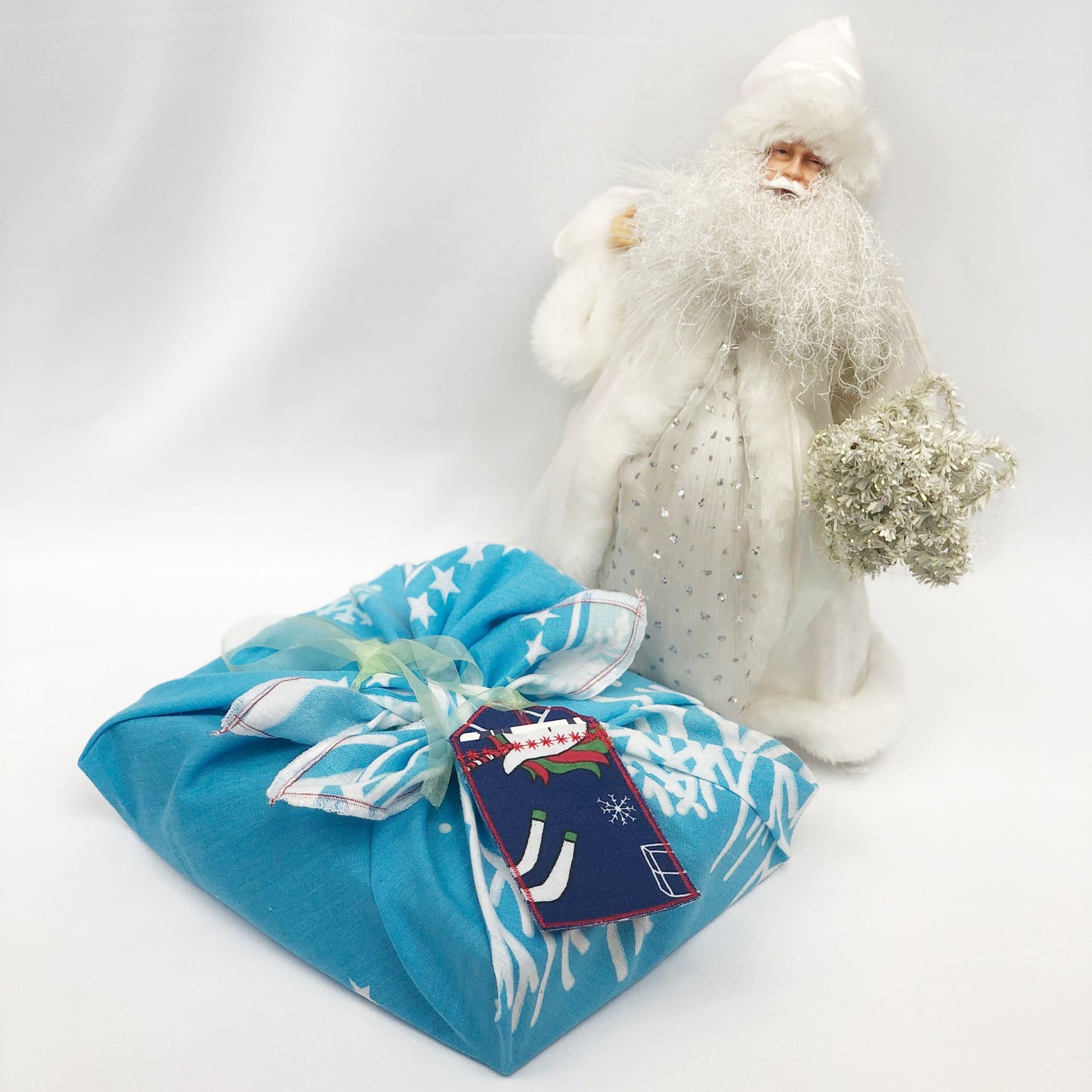 Upcycled Giftcard Holder - Navy & Red Fabric Gift Tag