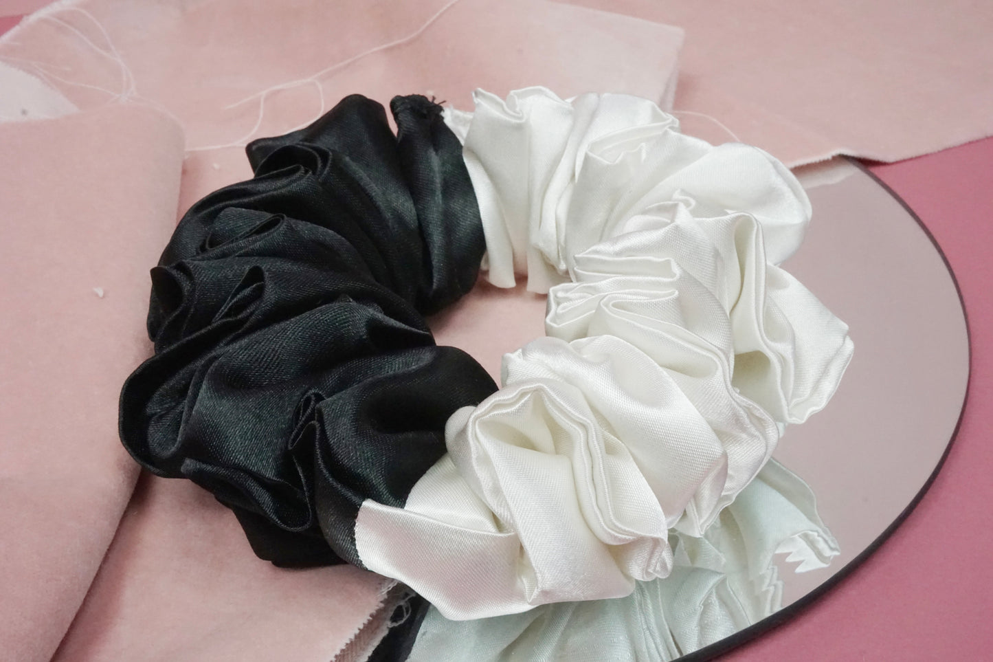 Black and White Mix Scrunchie