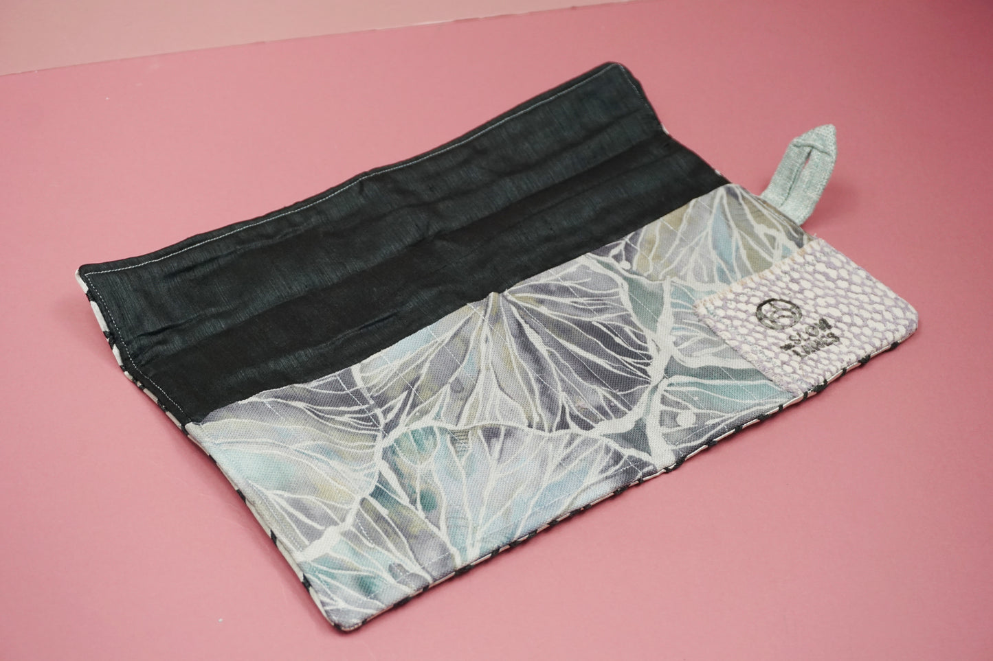 Warm Silver & Black Embroidered Upcycled Crochet Case