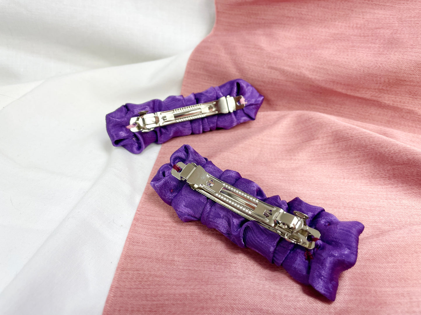 Purple Silky Scrunched Upcycled Hair Barrette