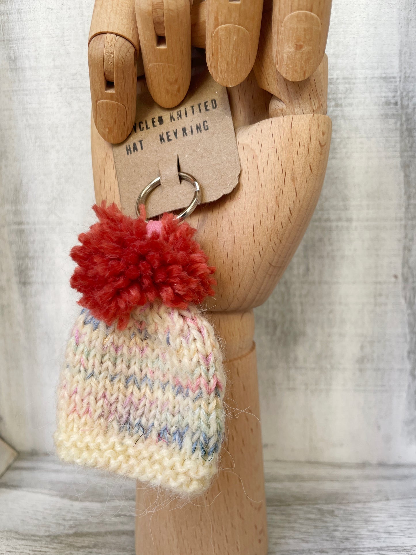 Wooly Hat Keyring - Pastel & Orange