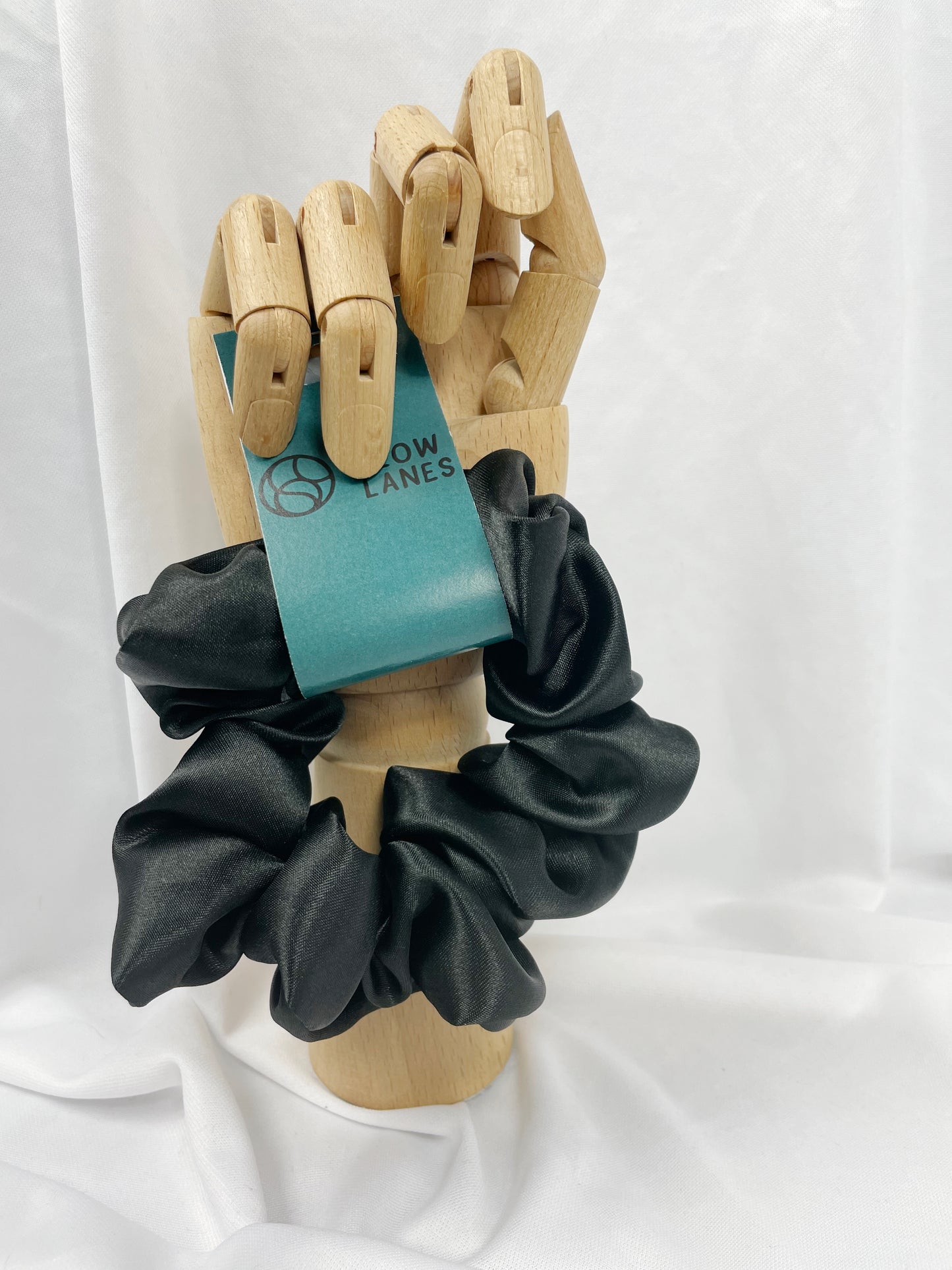 Small Black Satin Scrunchie