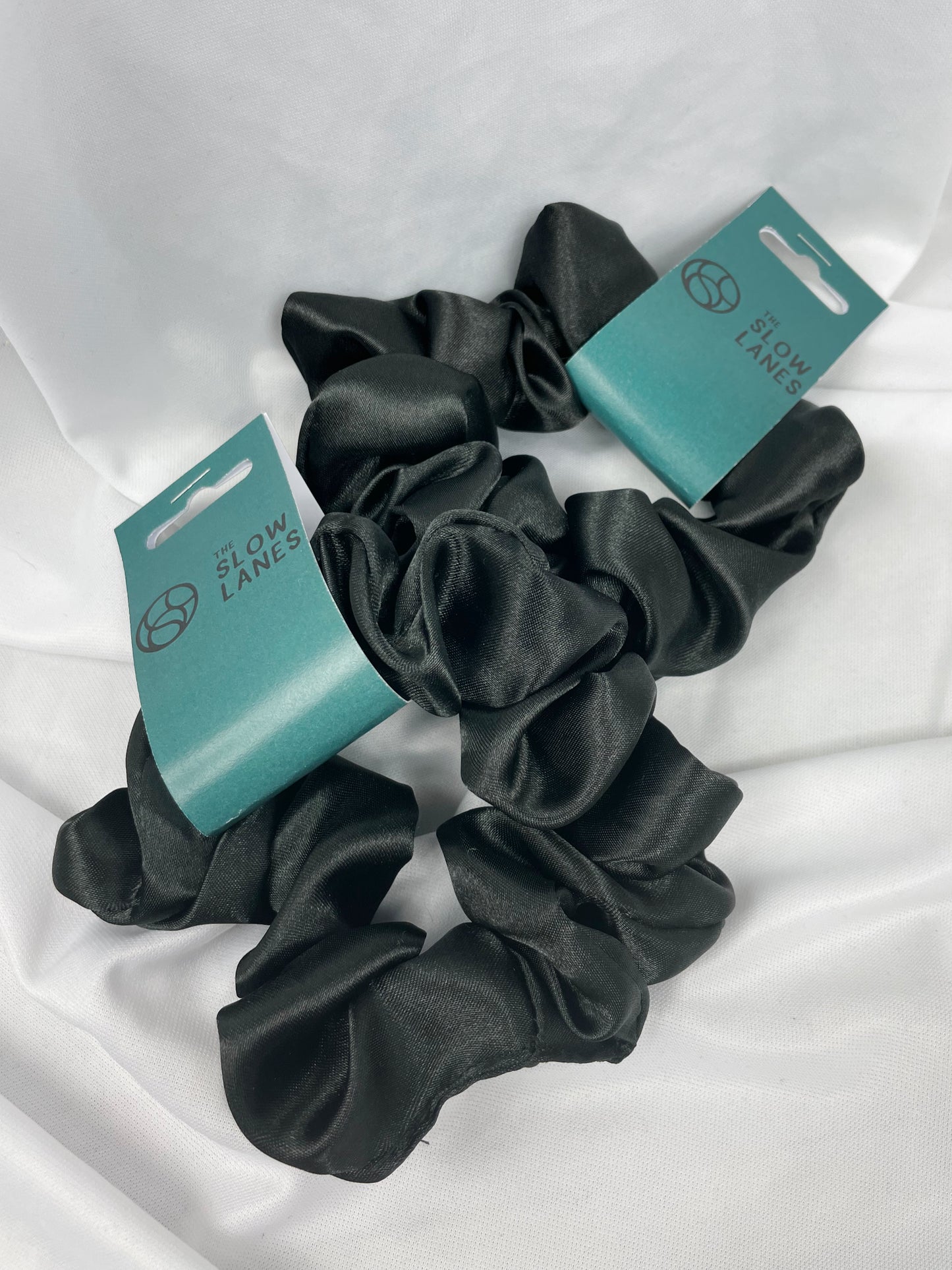 Small Black Satin Scrunchie