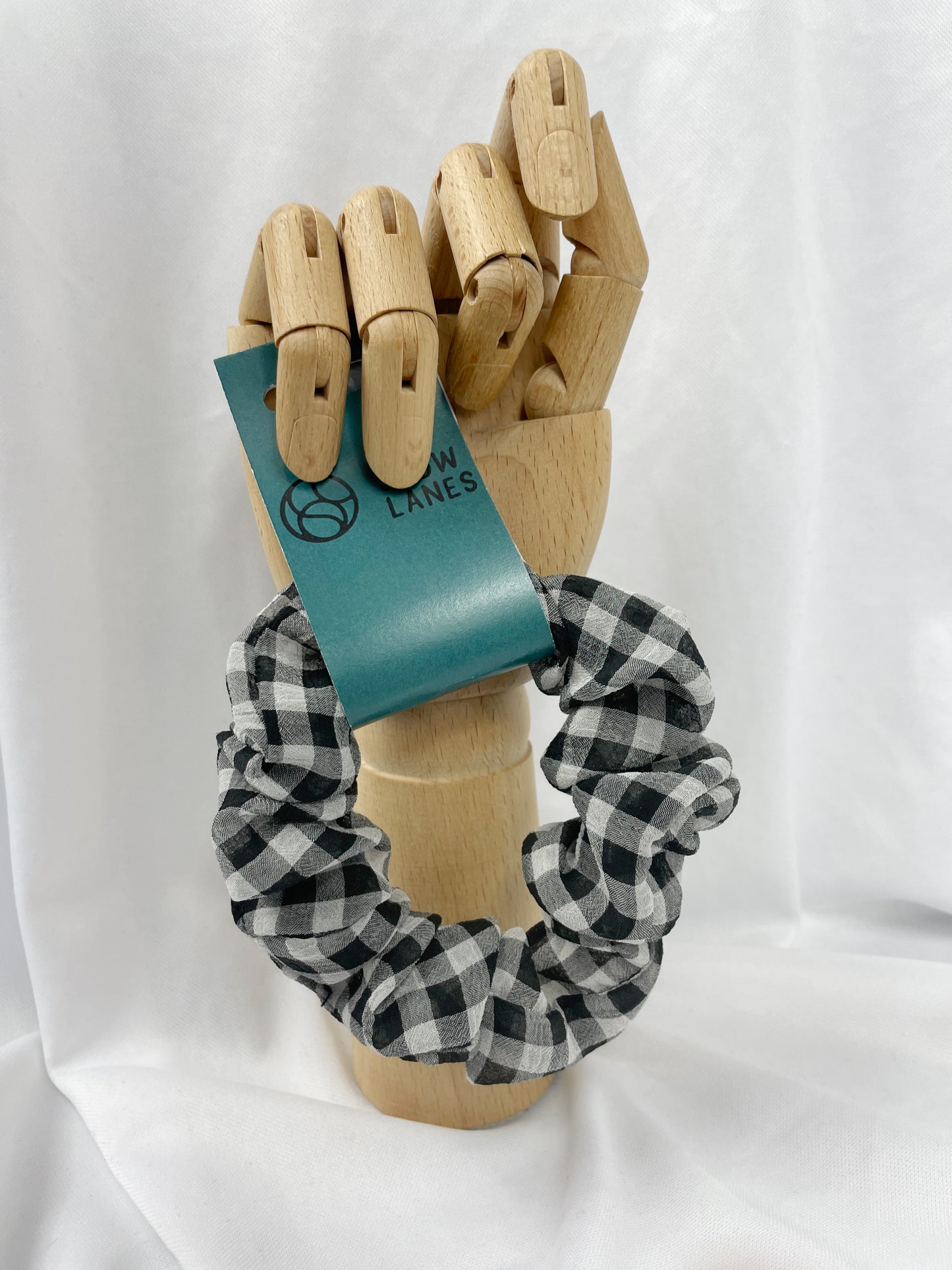 Sheer B&W Gingham Skinny Scrunchie