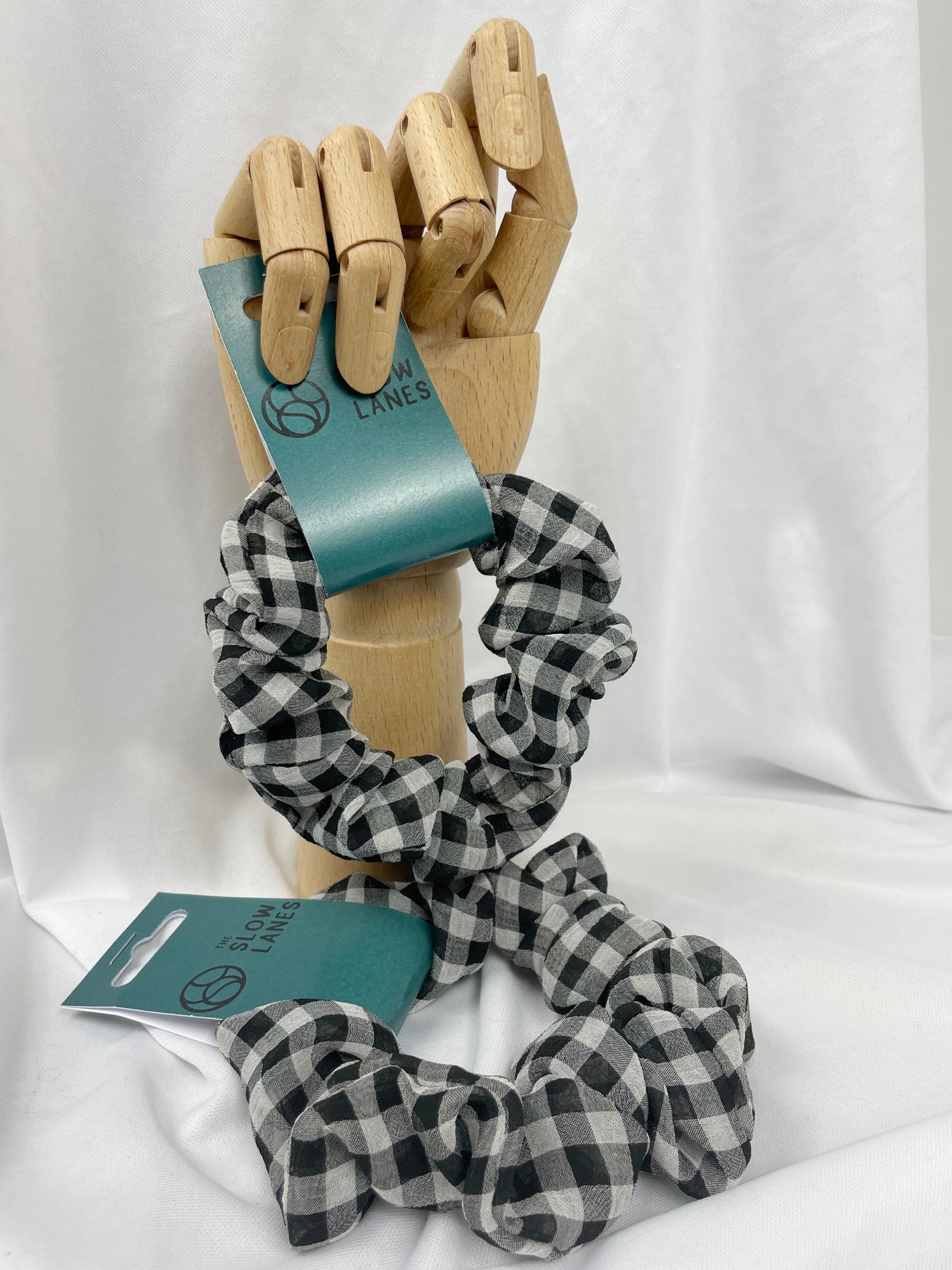 Sheer B&W Gingham Skinny Scrunchie