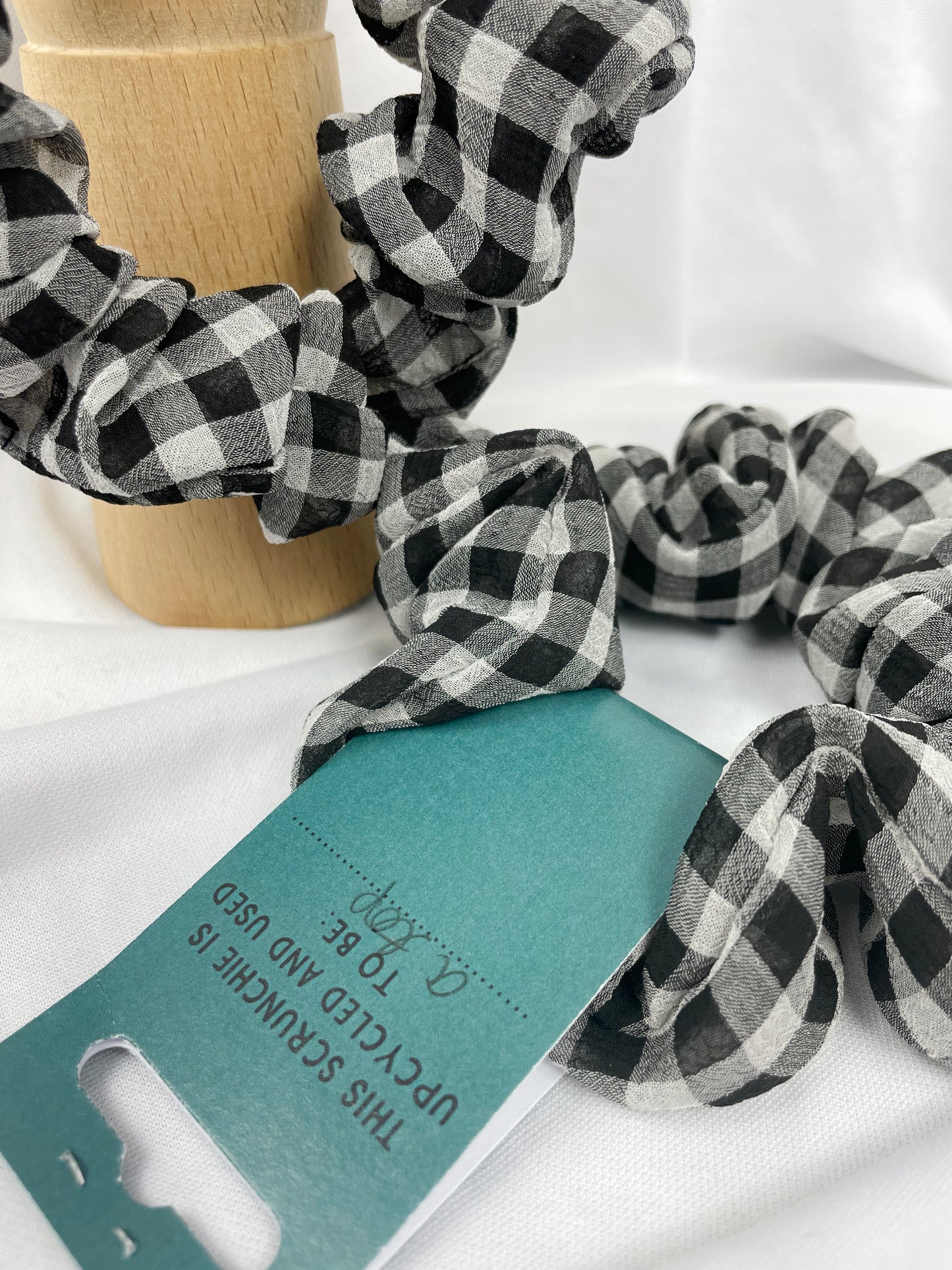 Sheer B&W Gingham Skinny Scrunchie