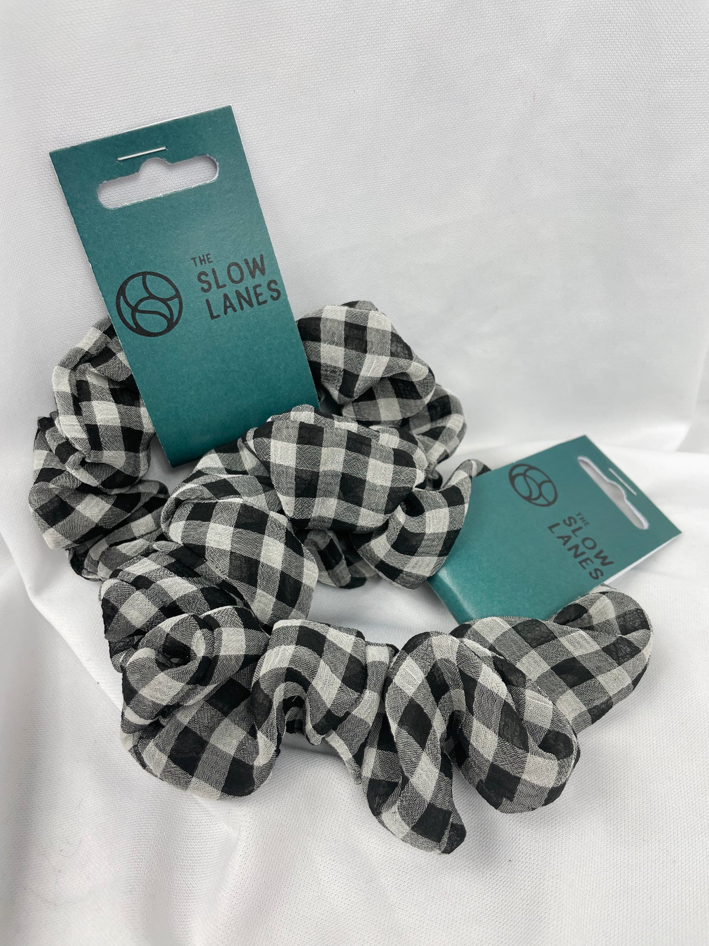 Sheer B&W Gingham Skinny Scrunchie