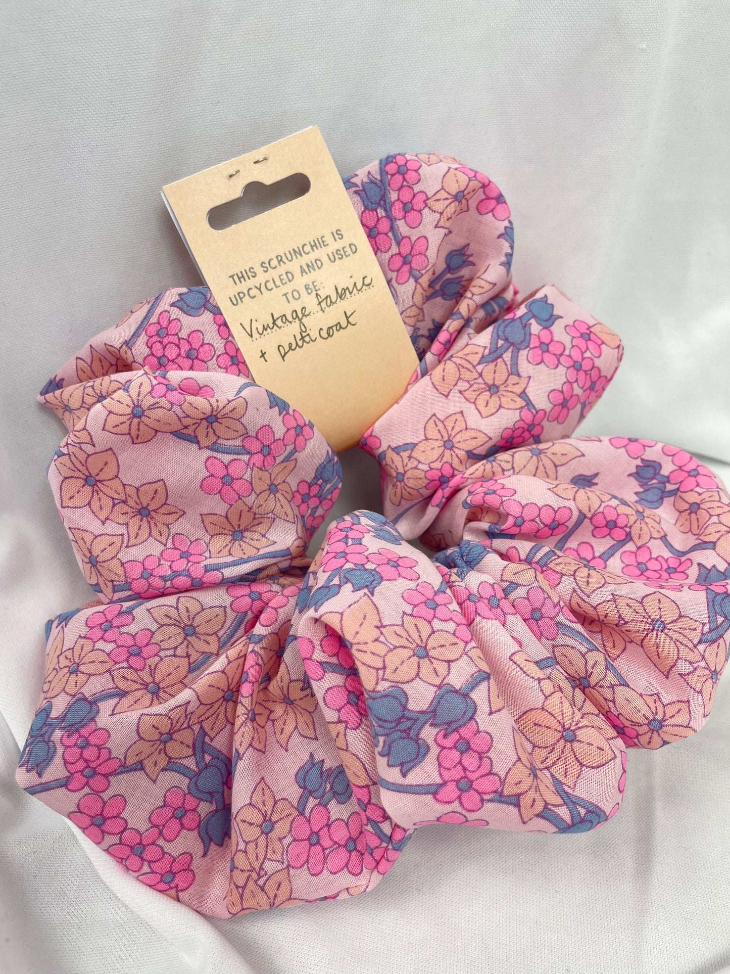 70's inspired Pink Floral Mega Scrunchie