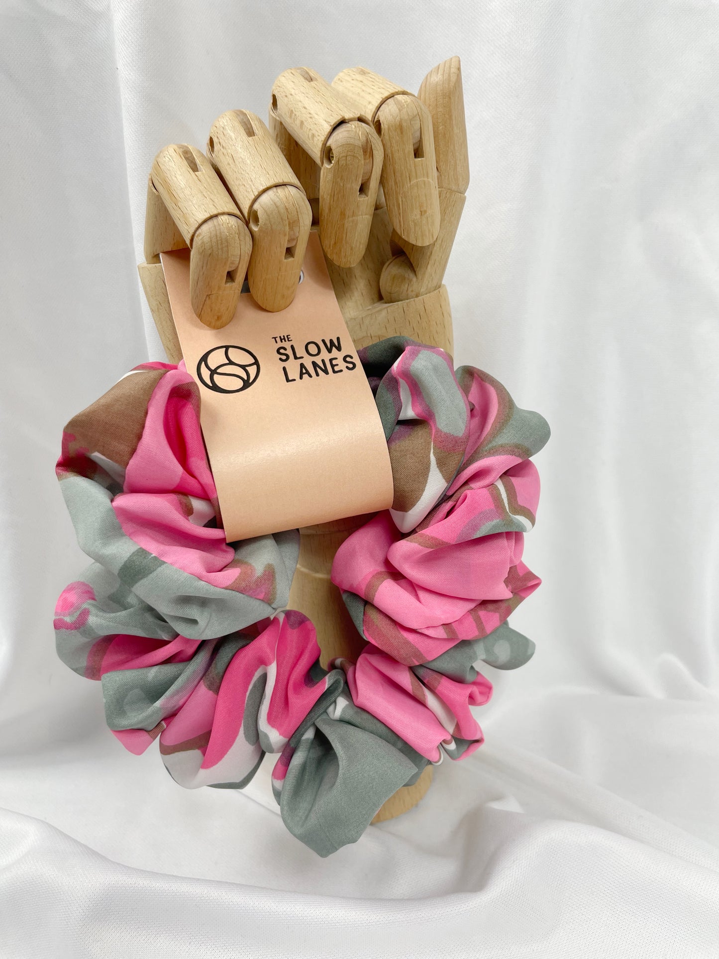 Pink and Gray Large Scrunchie