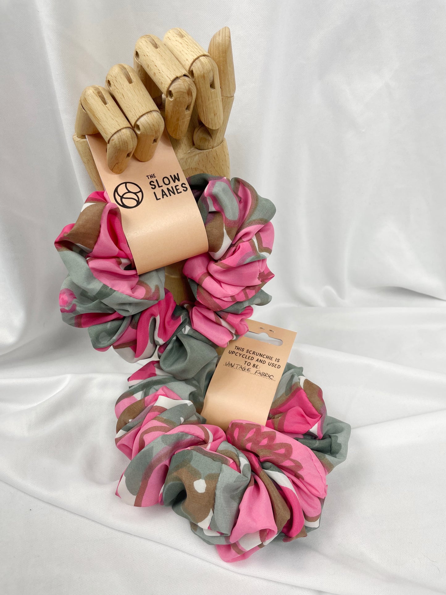 Pink and Gray Large Scrunchie