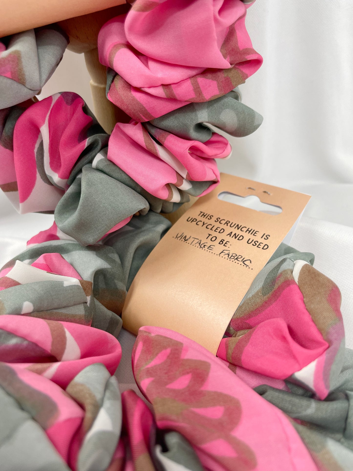 Pink and Gray Large Scrunchie