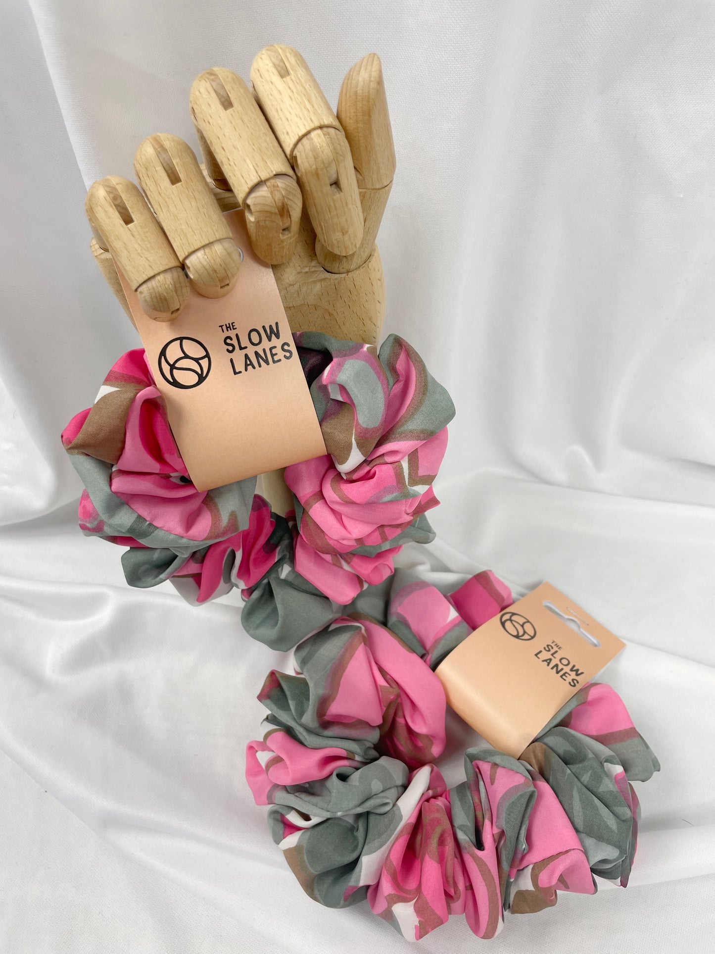 Pink and Gray Large Scrunchie