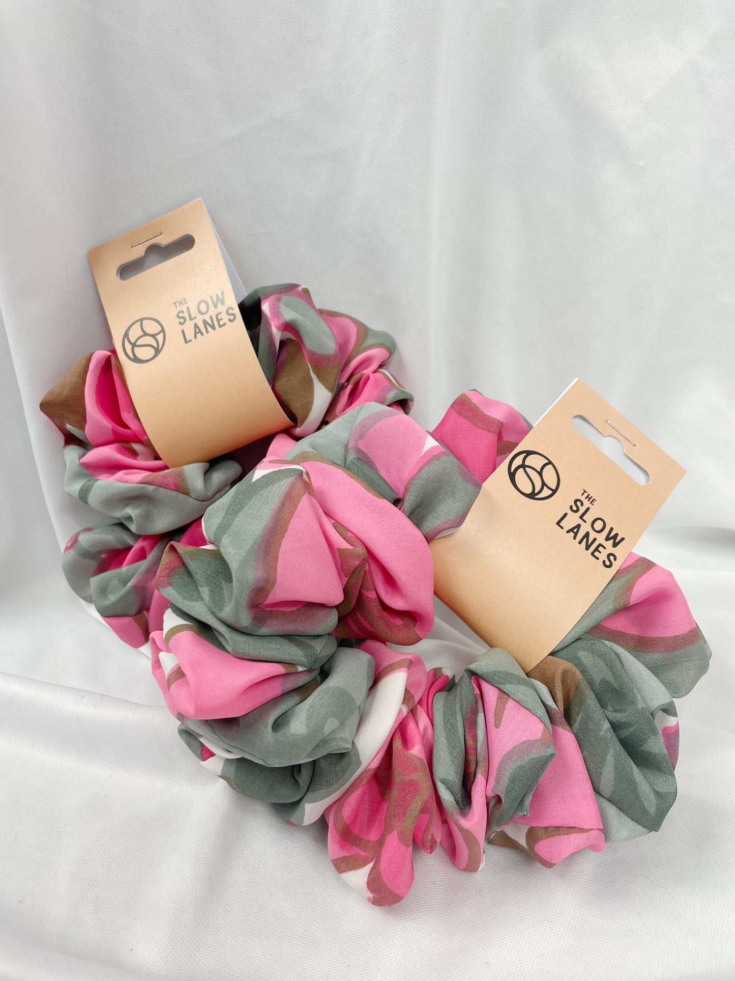 Pink and Gray Large Scrunchie