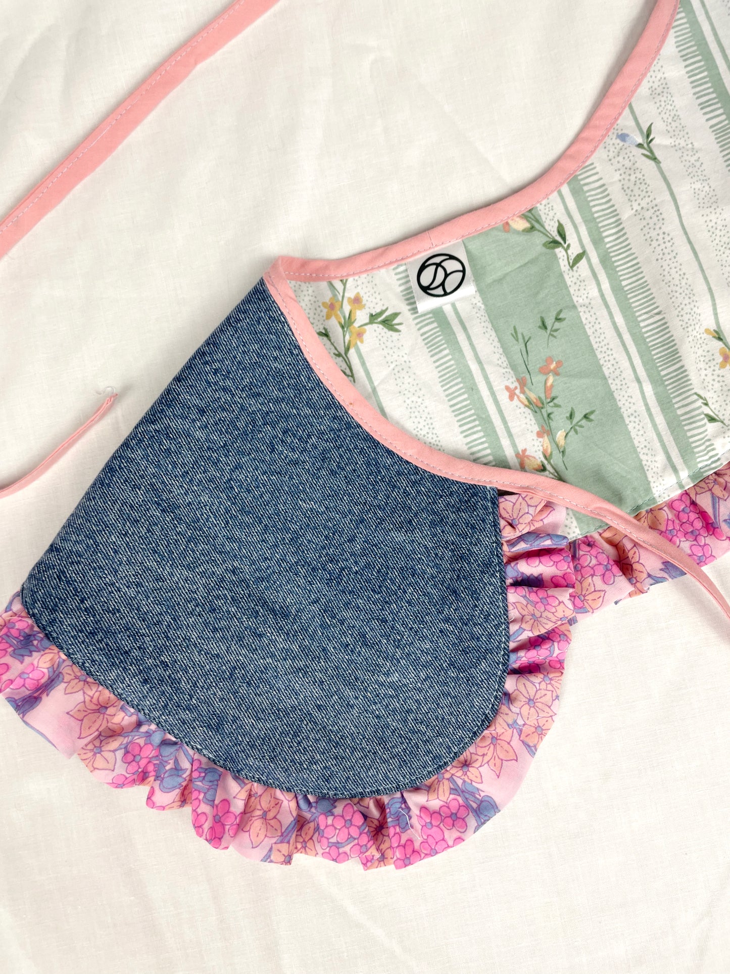 Denim and Pink Frilly Peter Pan Detachable Collar