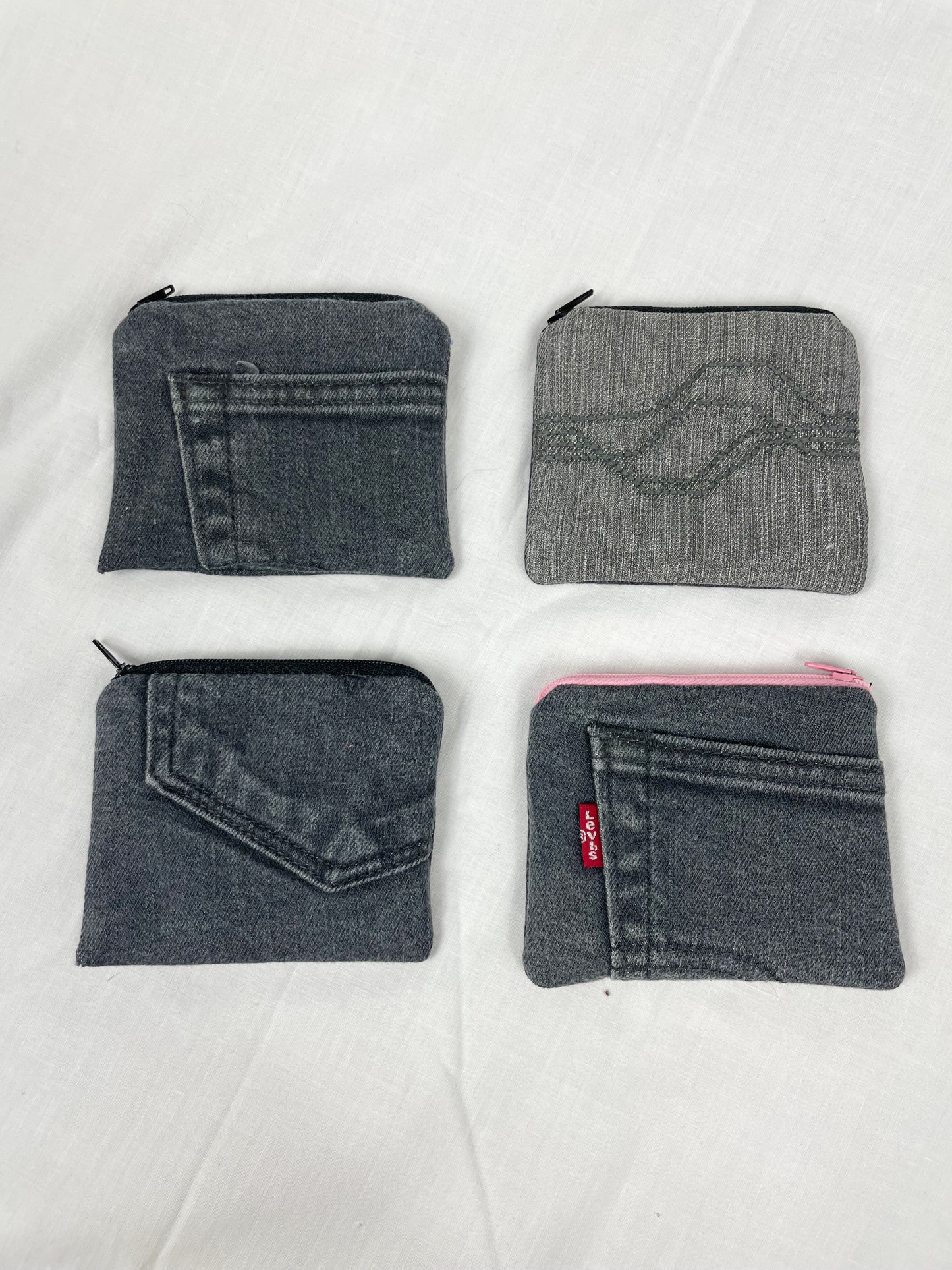 Small Grey Denim Jeans Coin Purse