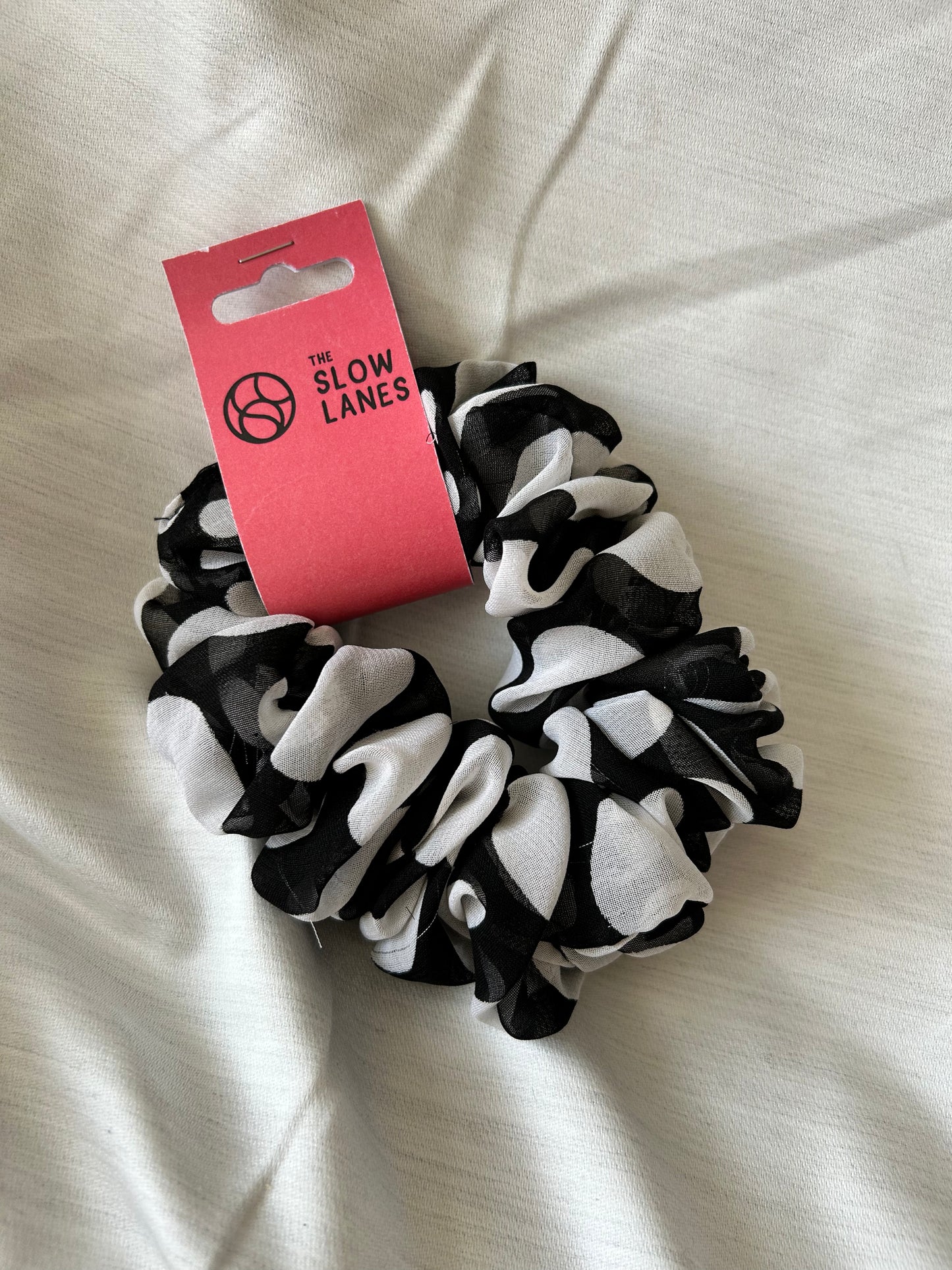 Black and White Polka Dot Scrunchie