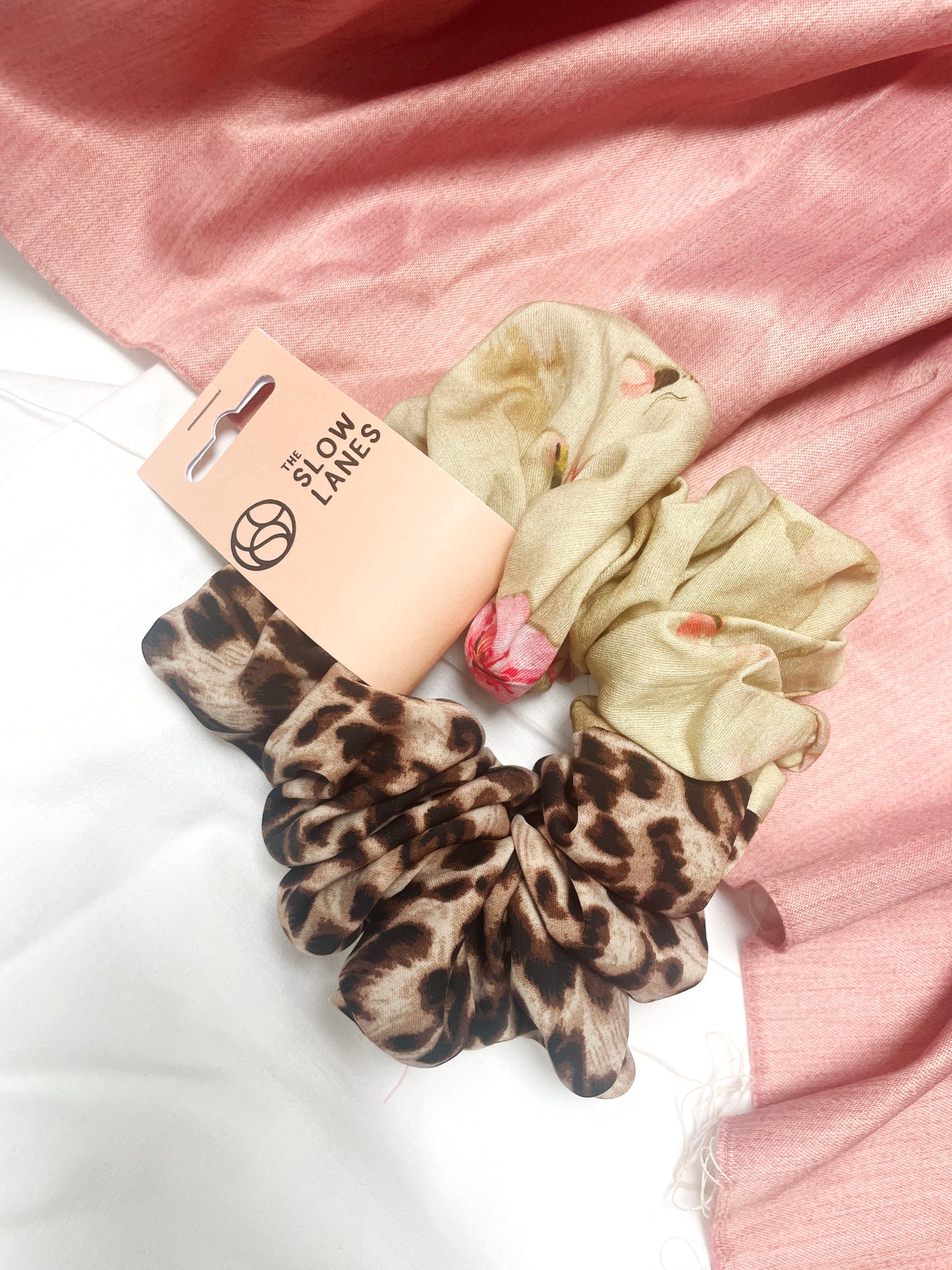Half Print Animal and Floral Large Scrunchie