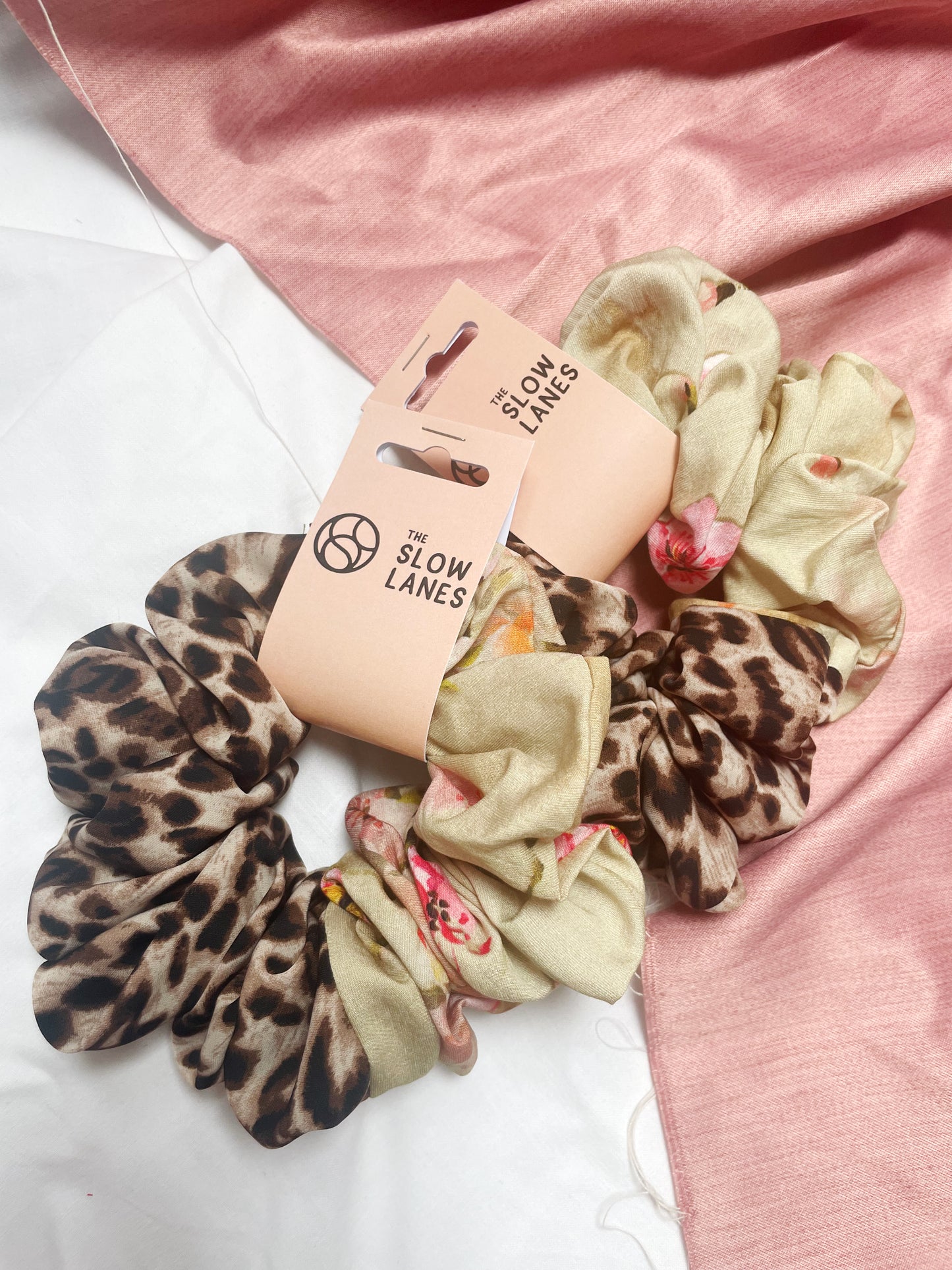 Half Print Animal and Floral Large Scrunchie
