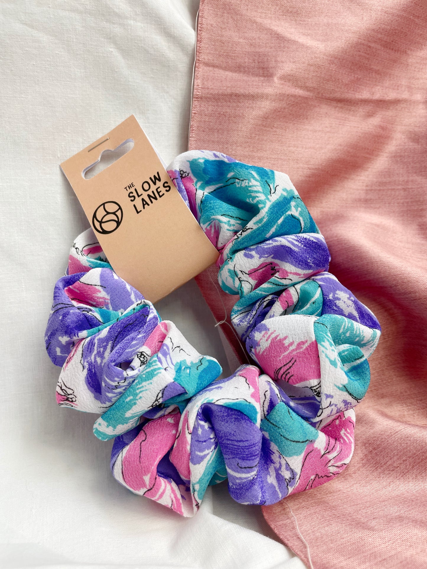 Large Vintage Floral Scrunchie