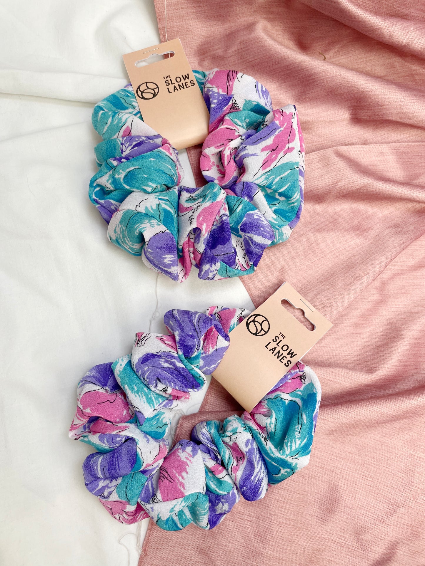 Large Vintage Floral Scrunchie