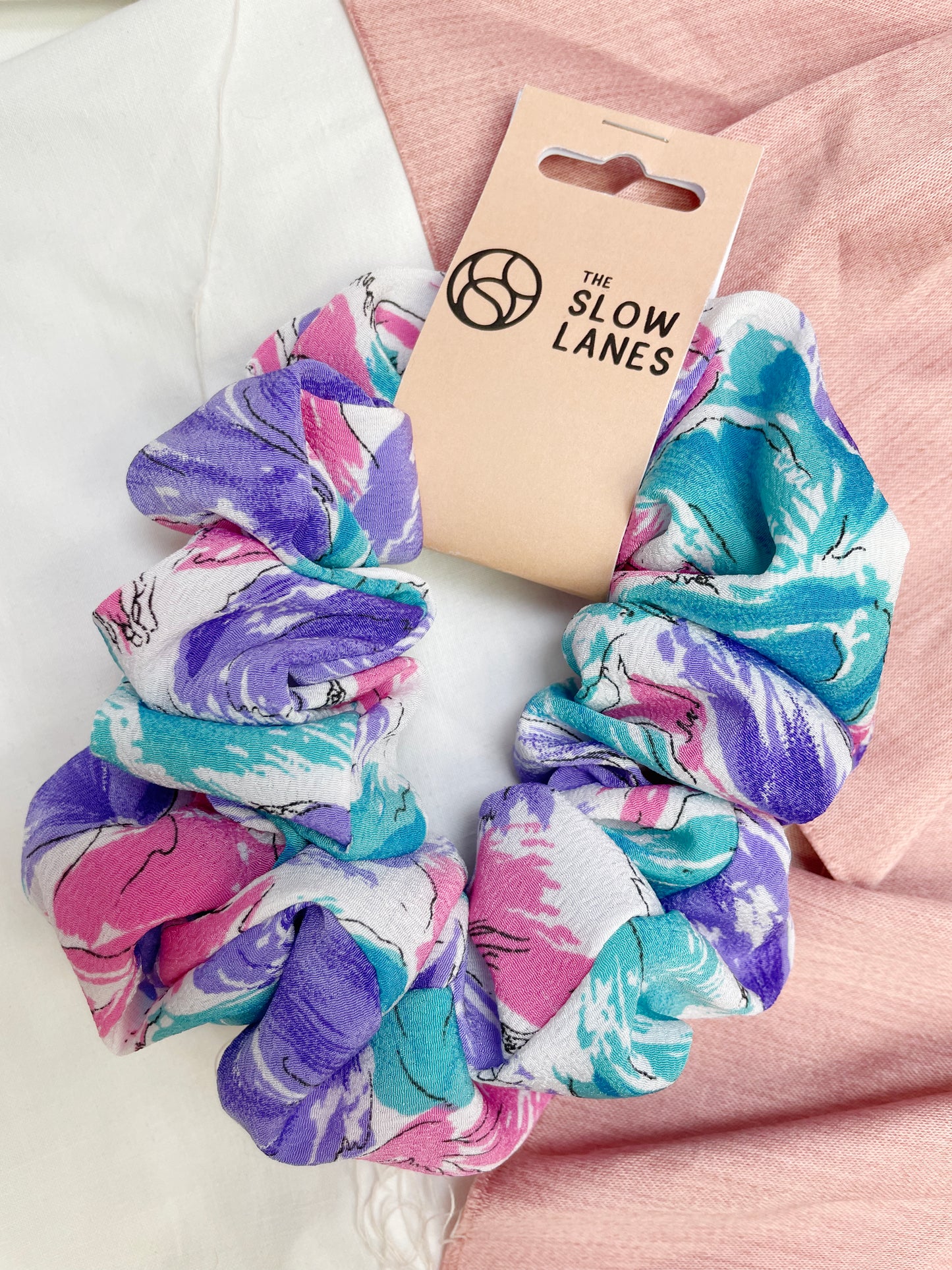 Large Vintage Floral Scrunchie