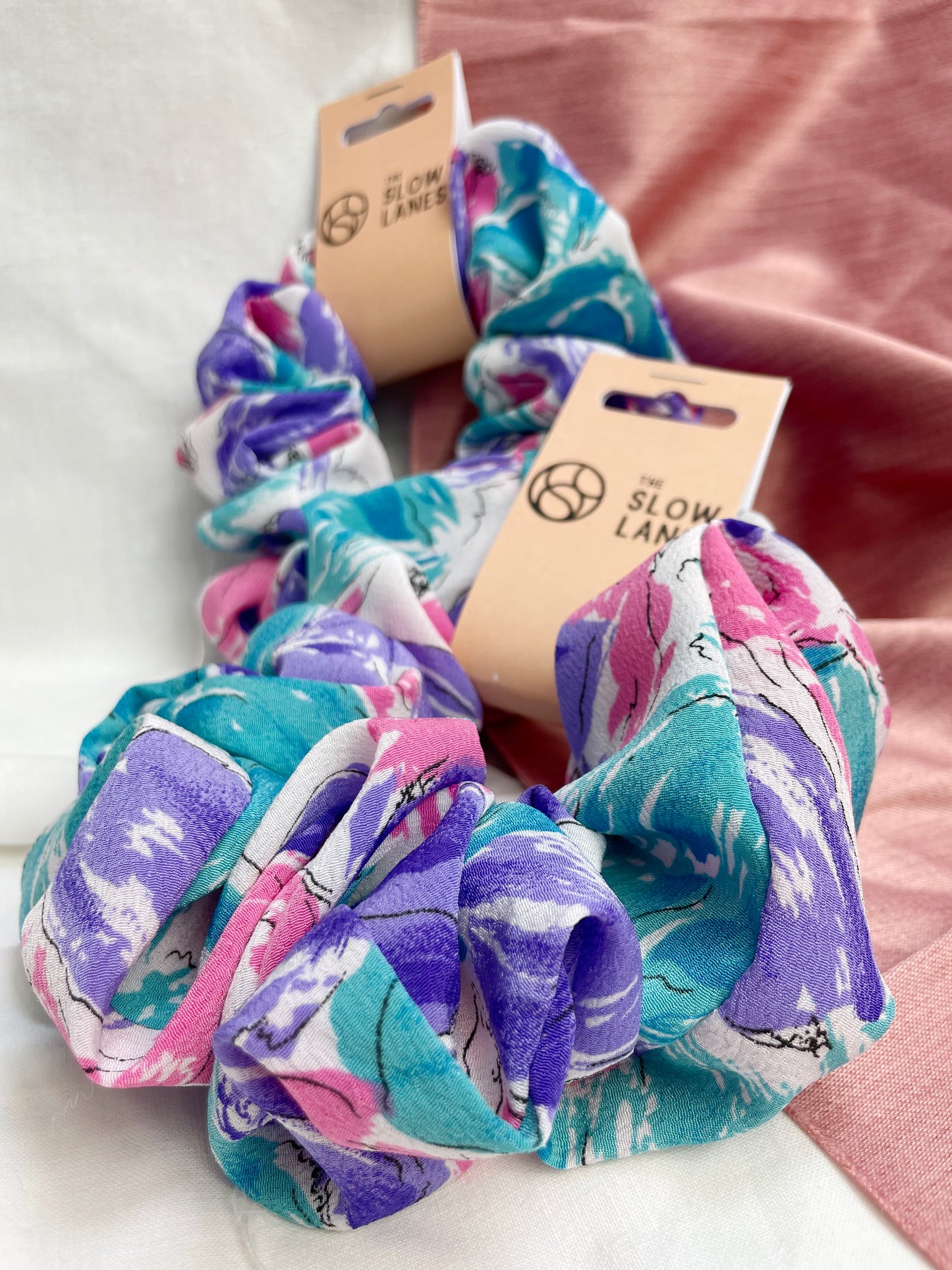 Large Vintage Floral Scrunchie