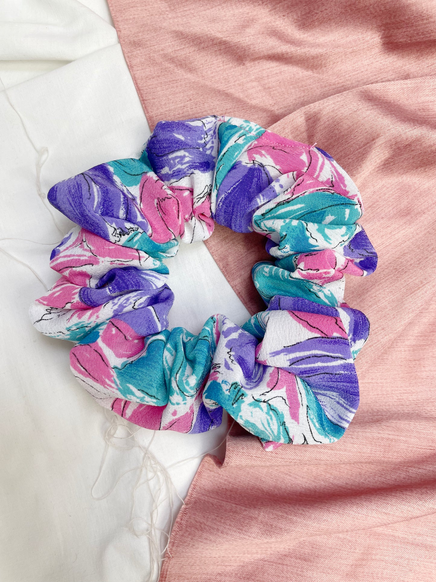 Large Vintage Floral Scrunchie