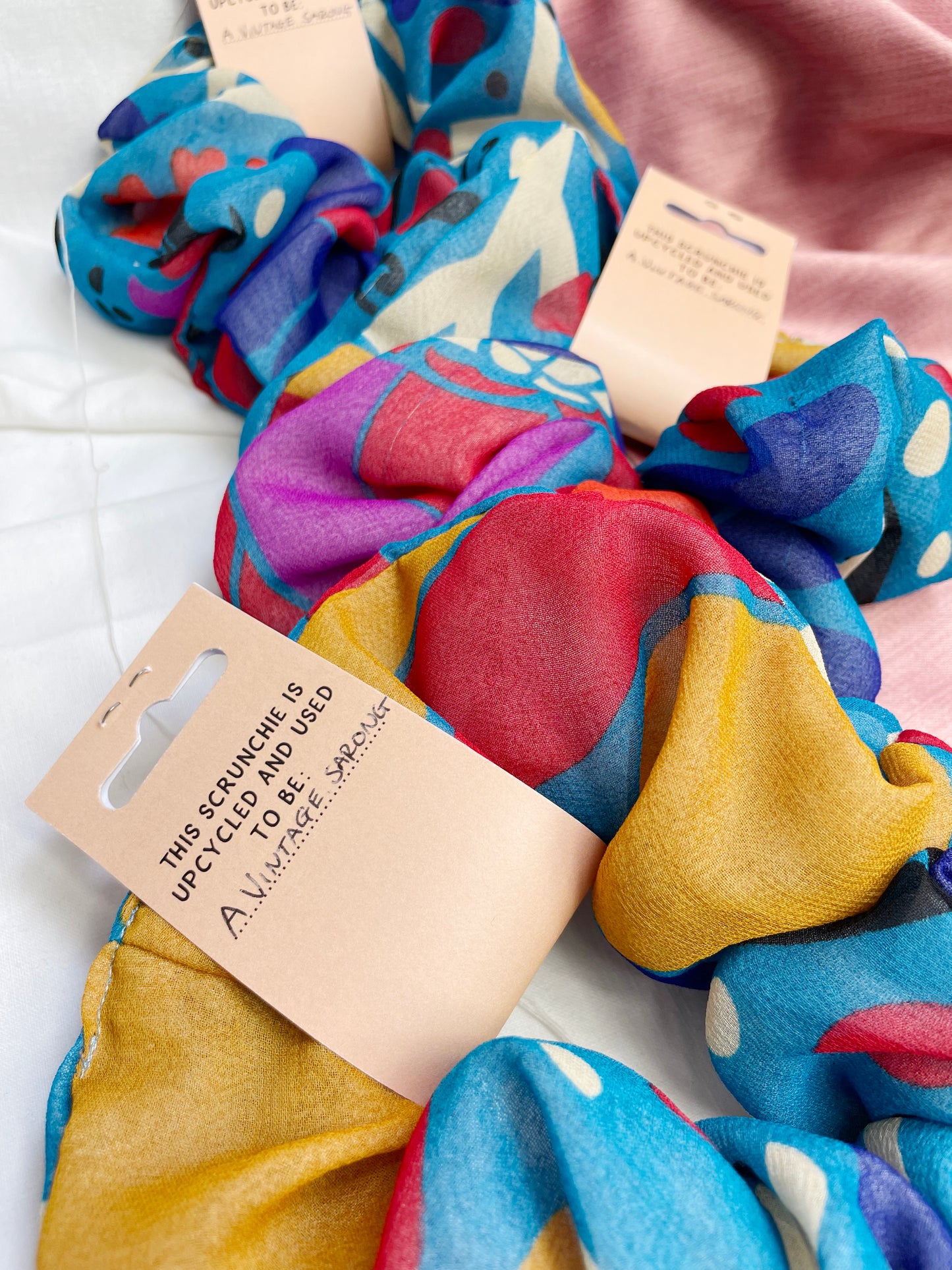 Blue Vintage Print Large Scrunchie