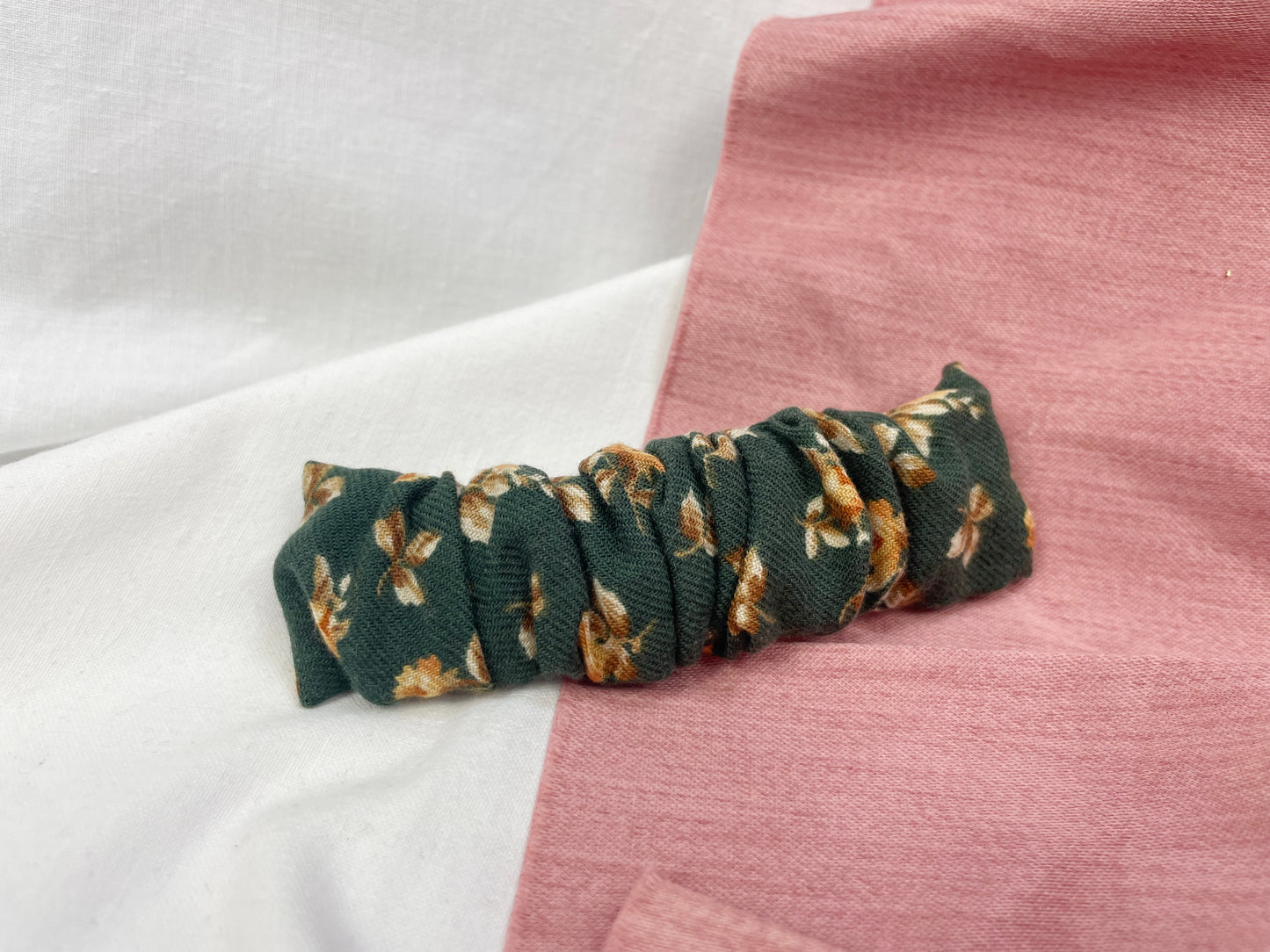 Green Autumn Leaf Scrunched Upcycled Hair Barrette