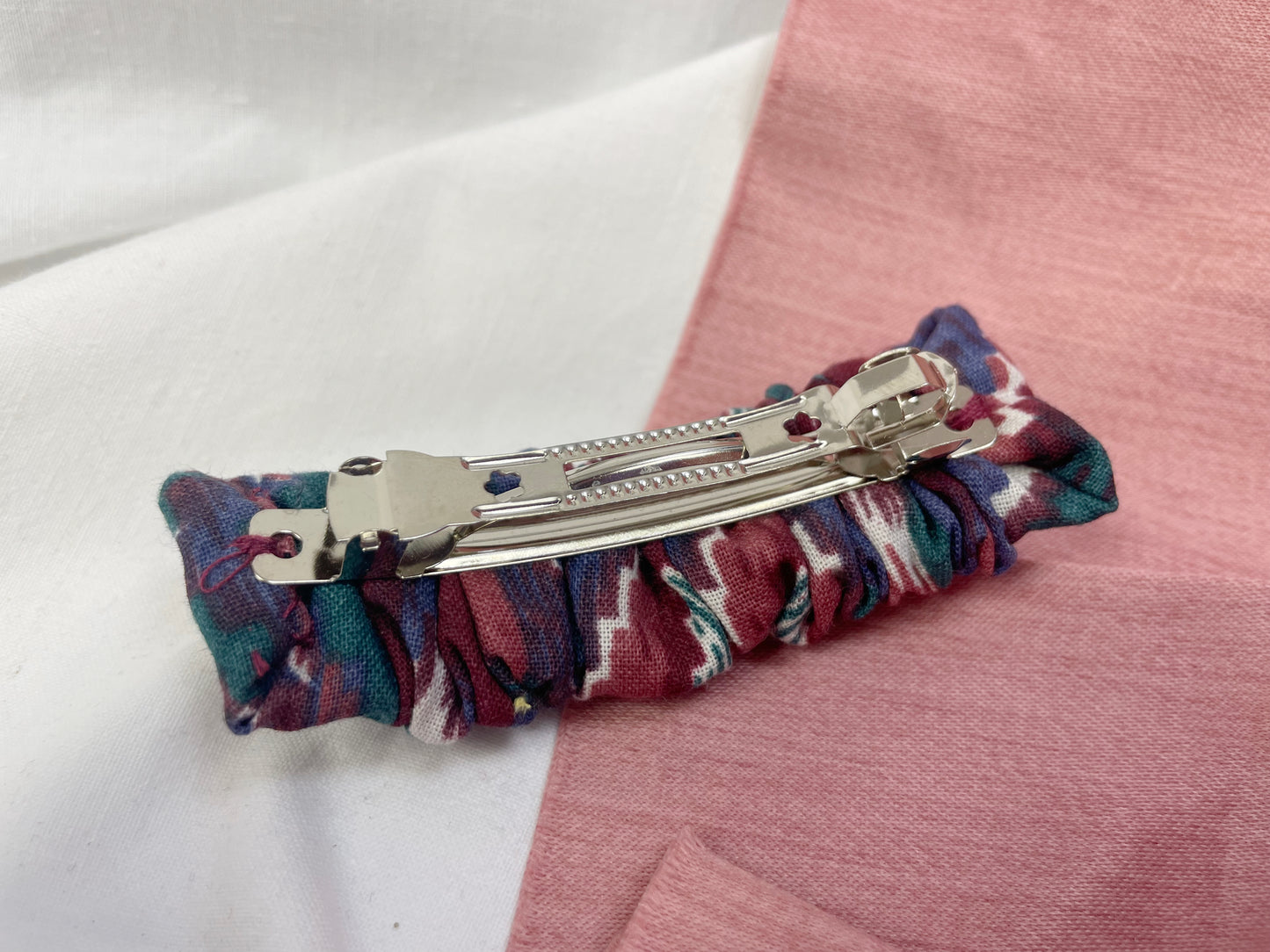 Deep Winter Tones Scrunched Upcycled Hair Barrette