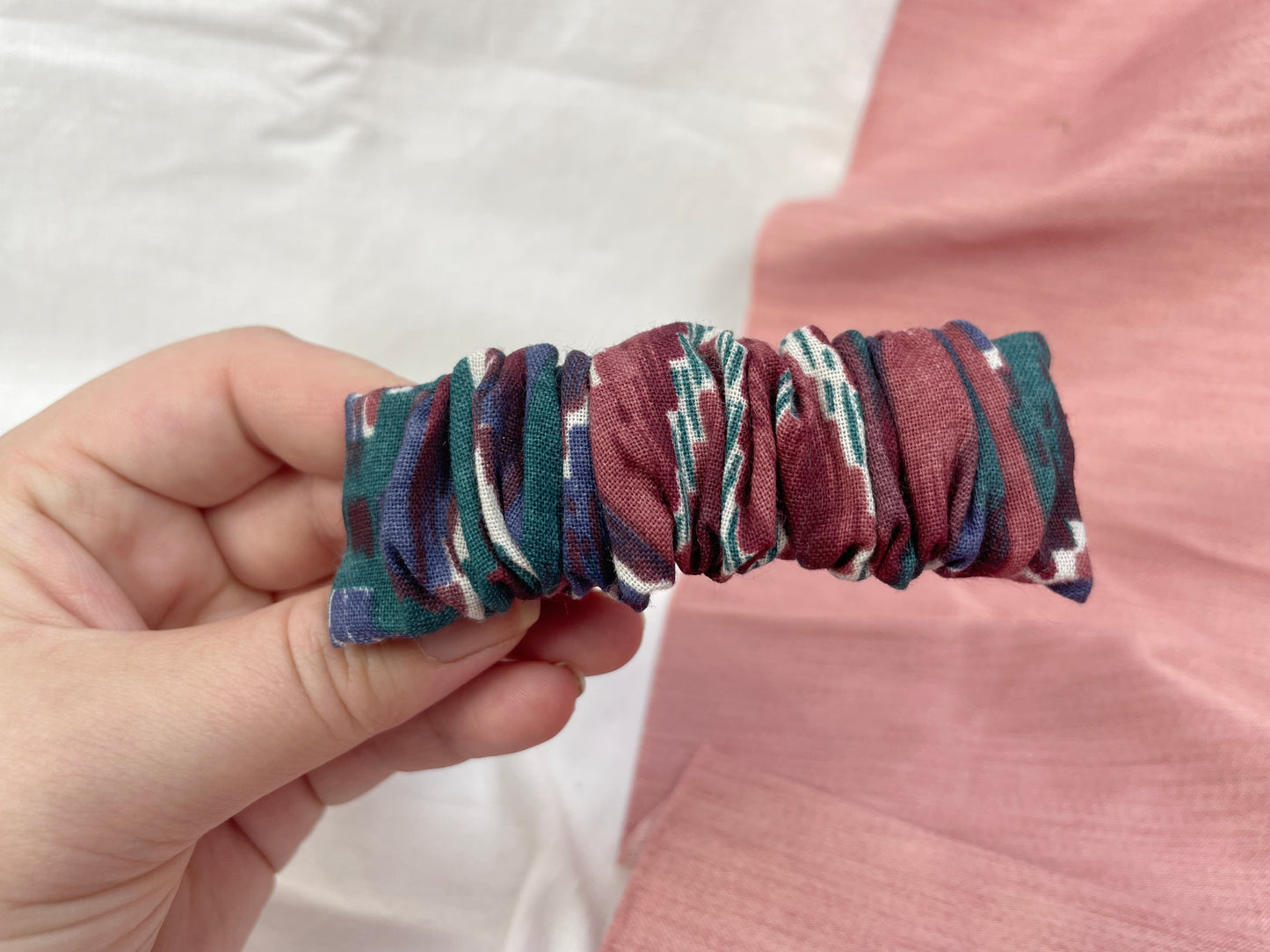 Deep Winter Tones Scrunched Upcycled Hair Barrette