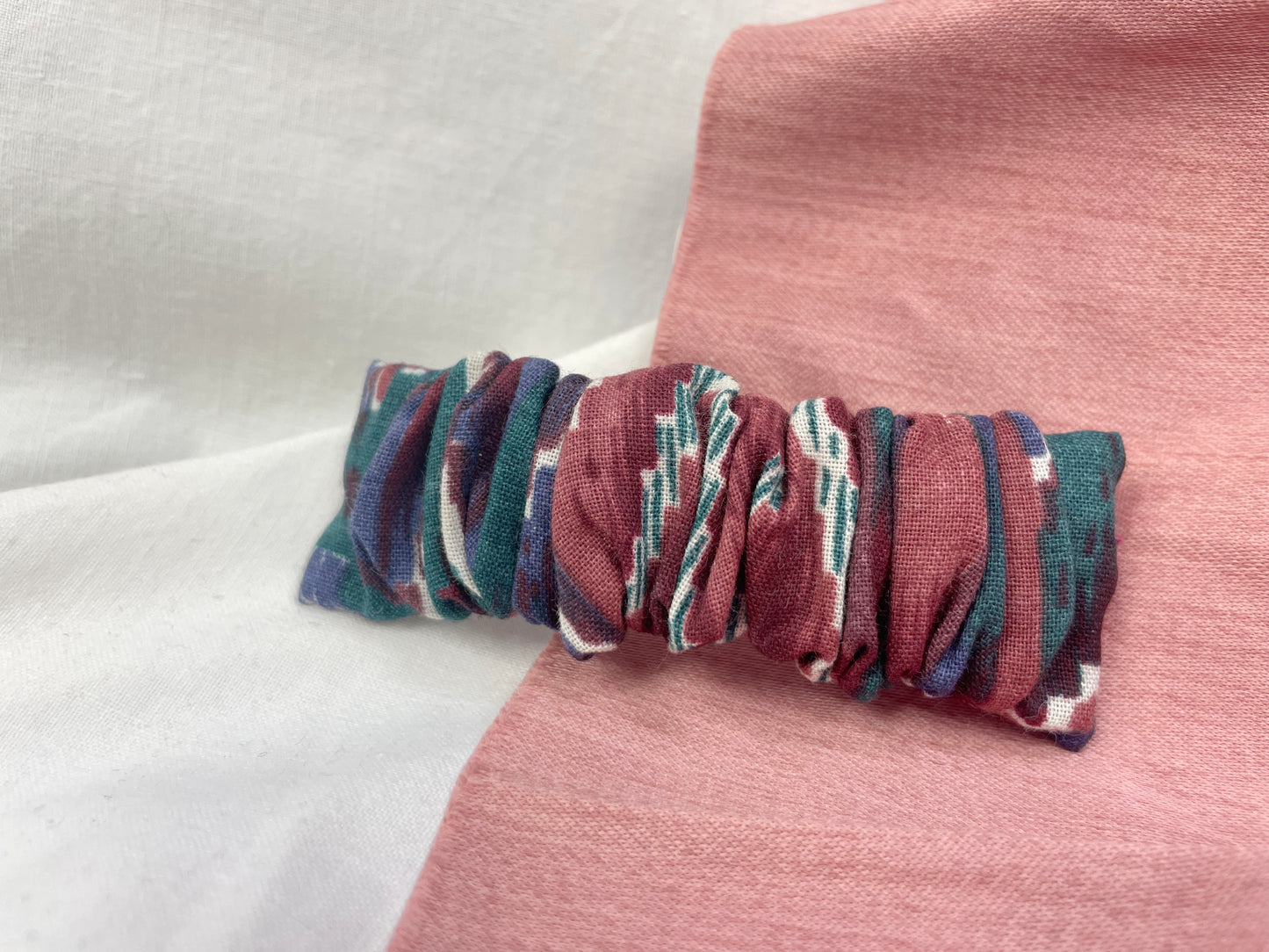 Deep Winter Tones Scrunched Upcycled Hair Barrette