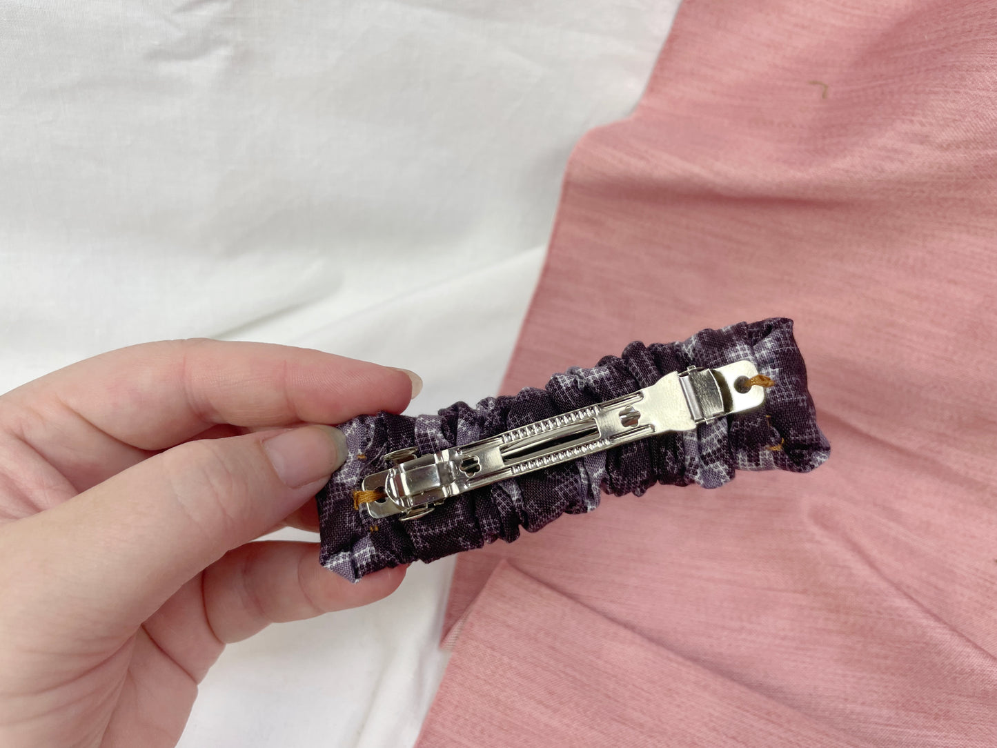 Purple Abstract Scrunched Upcycled Hair Barrette