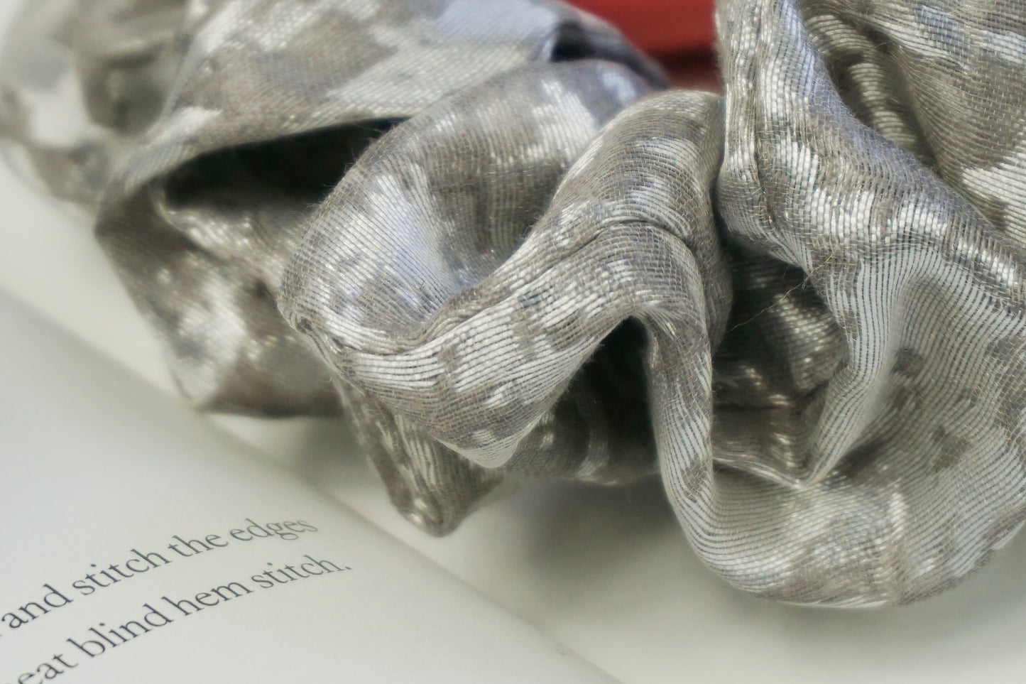 Silver Textured Party Medium Scrunchie