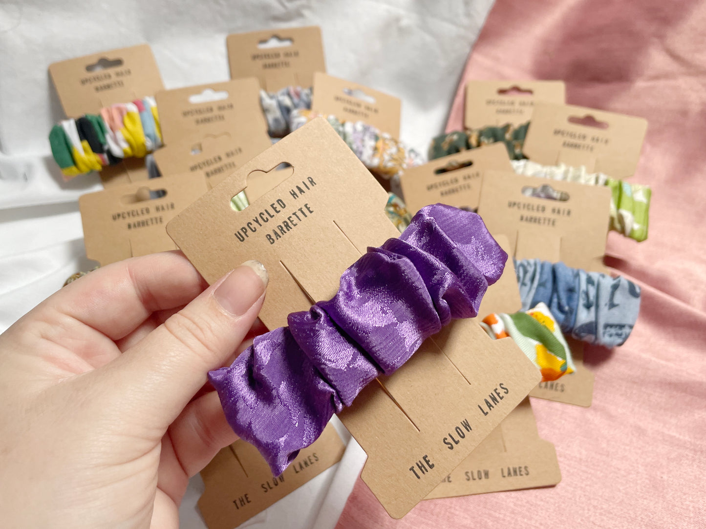 Purple Silky Scrunched Upcycled Hair Barrette