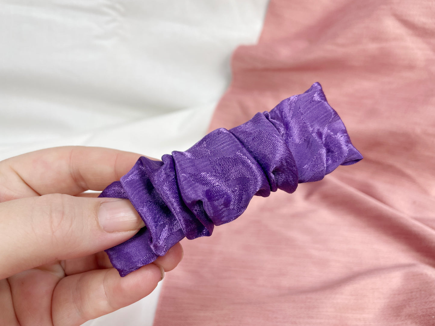 Purple Silky Scrunched Upcycled Hair Barrette
