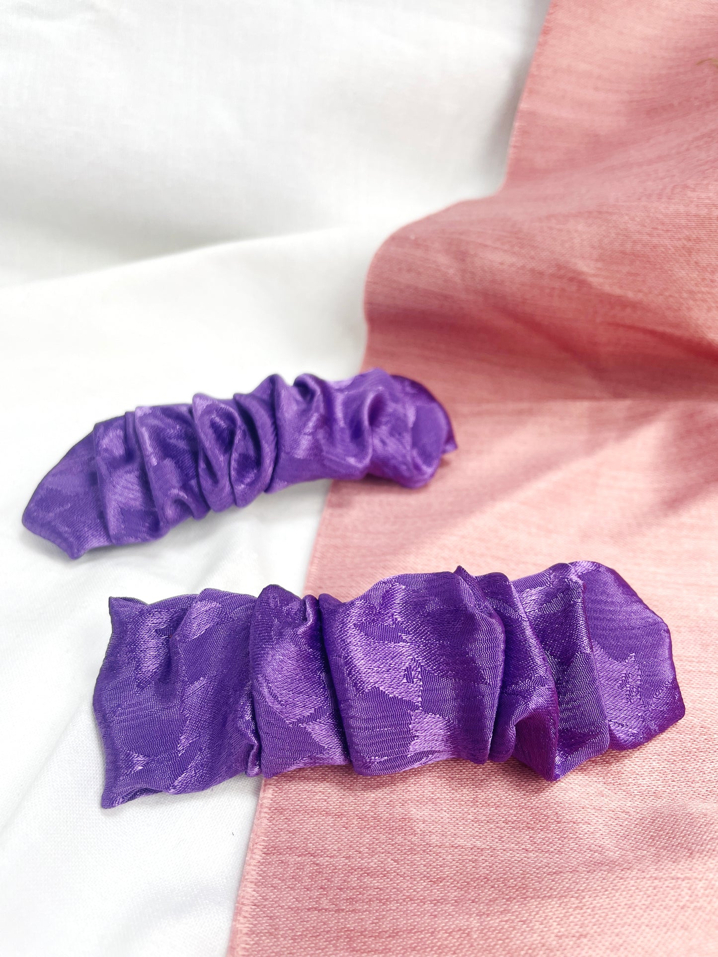 Purple Silky Scrunched Upcycled Hair Barrette