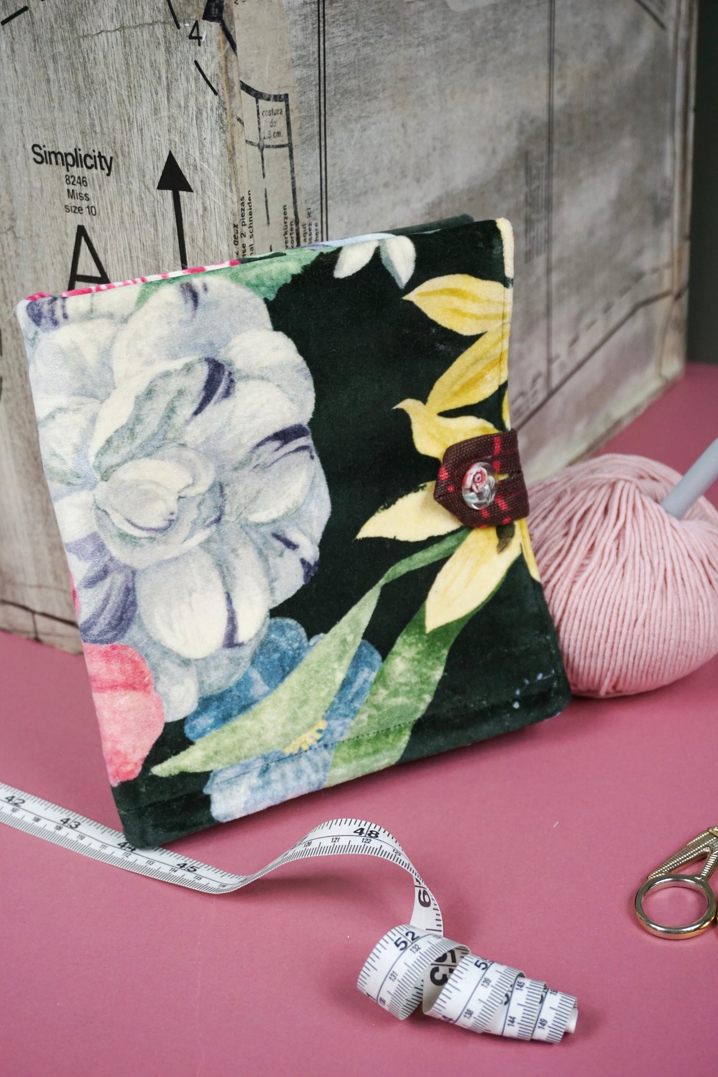 Black Velvet with Floral Upcycled Crochet Case