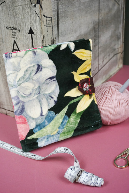 Black Velvet with Floral Upcycled Crochet Case