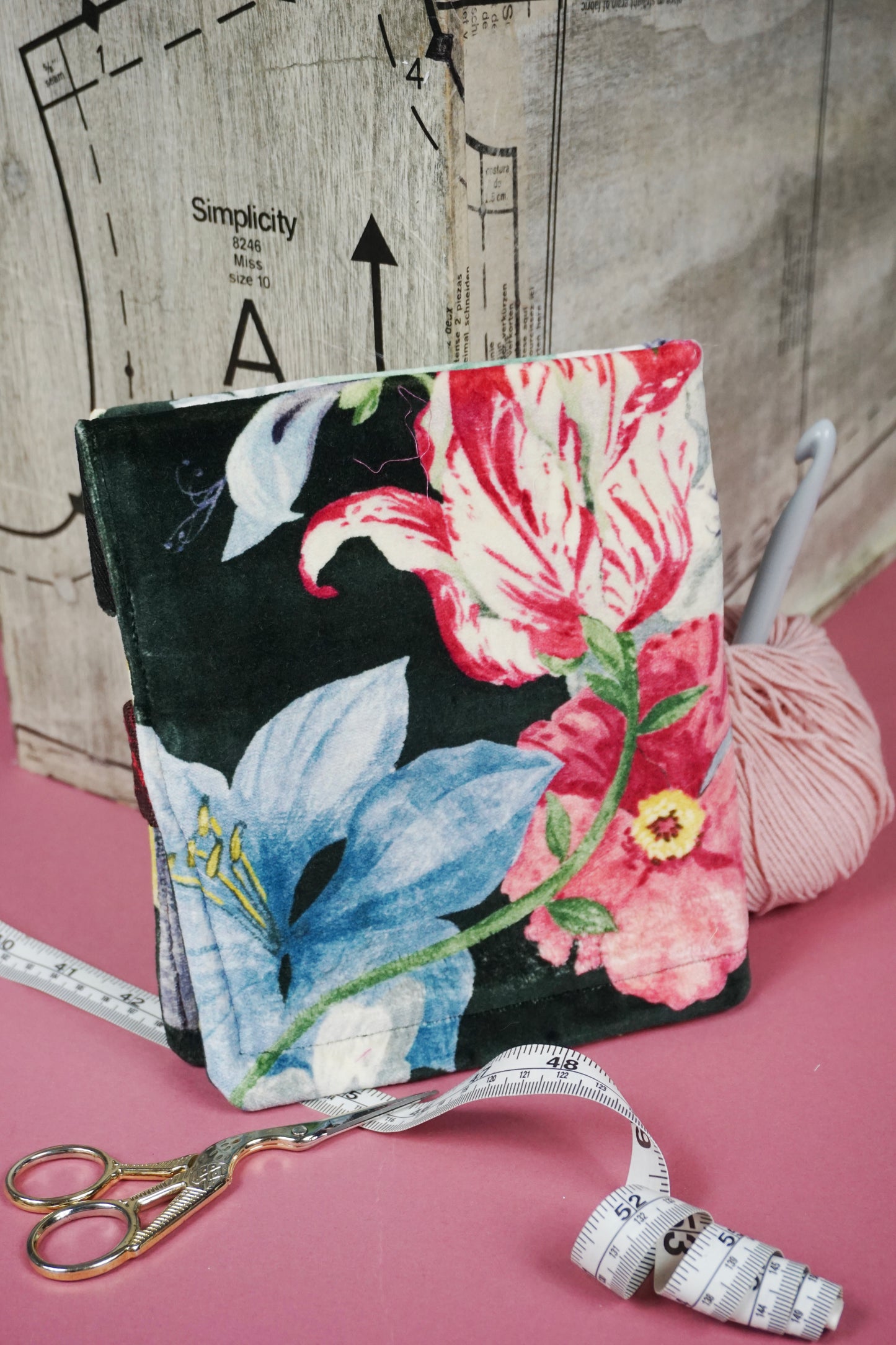 Black Velvet with Floral Upcycled Crochet Case