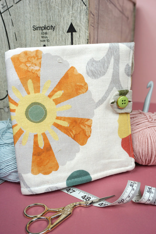 Beige and Orange Floral Upcycled Crochet Case