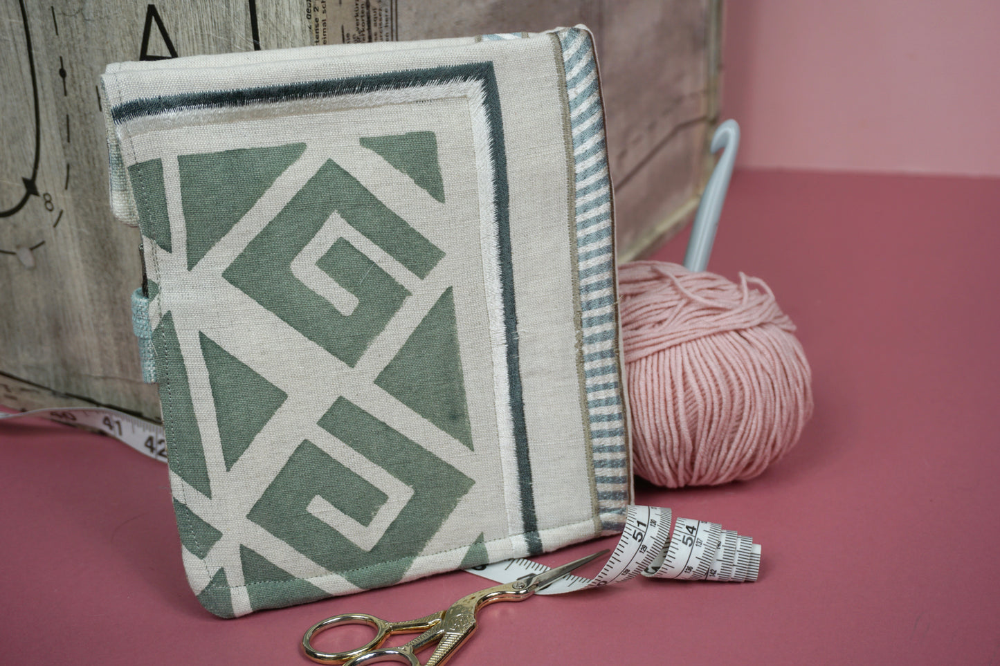 Geometric Beige Upcycled Crochet Case