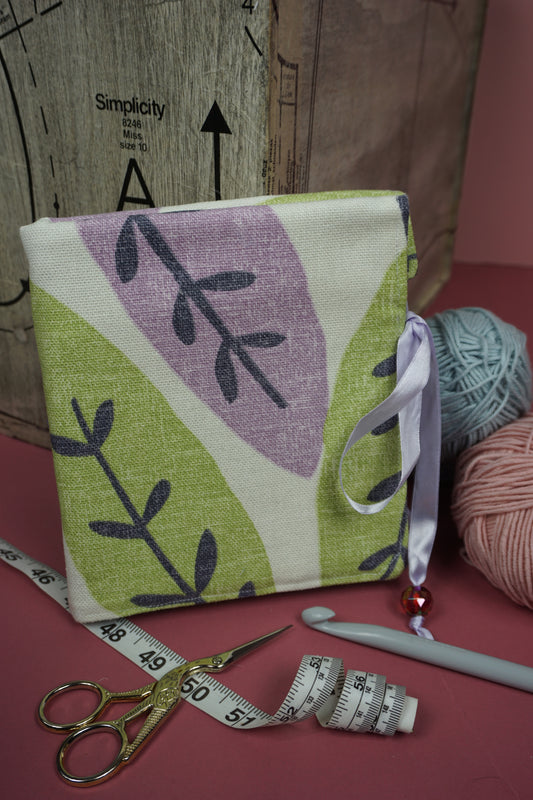 Green and Purple Leaf Pattern Upcycled Crochet Case