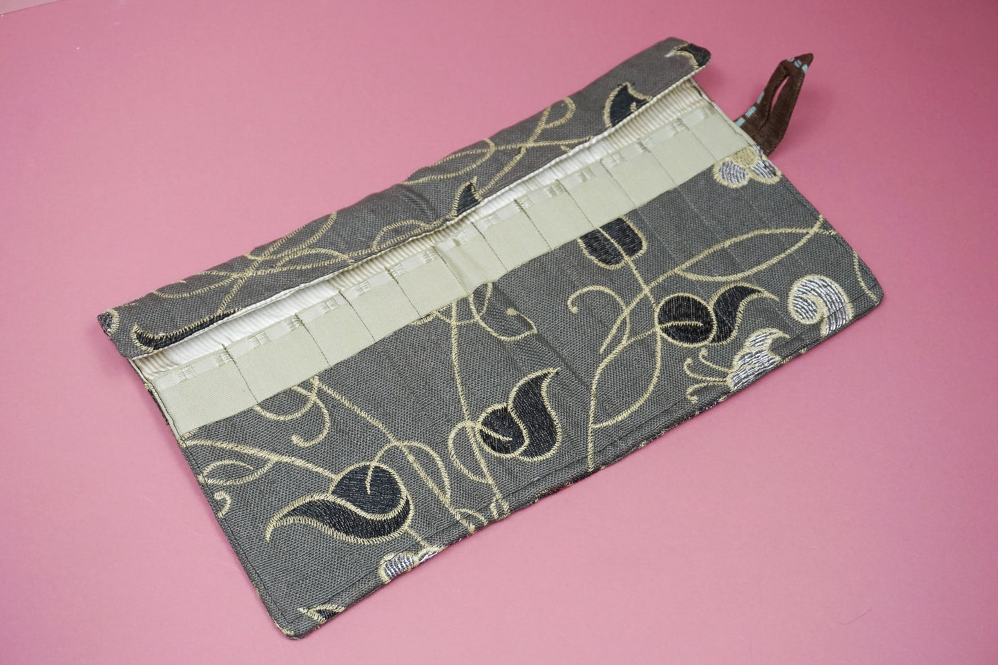 Black and Gold Embroidered Floral Upcycled Crochet Case