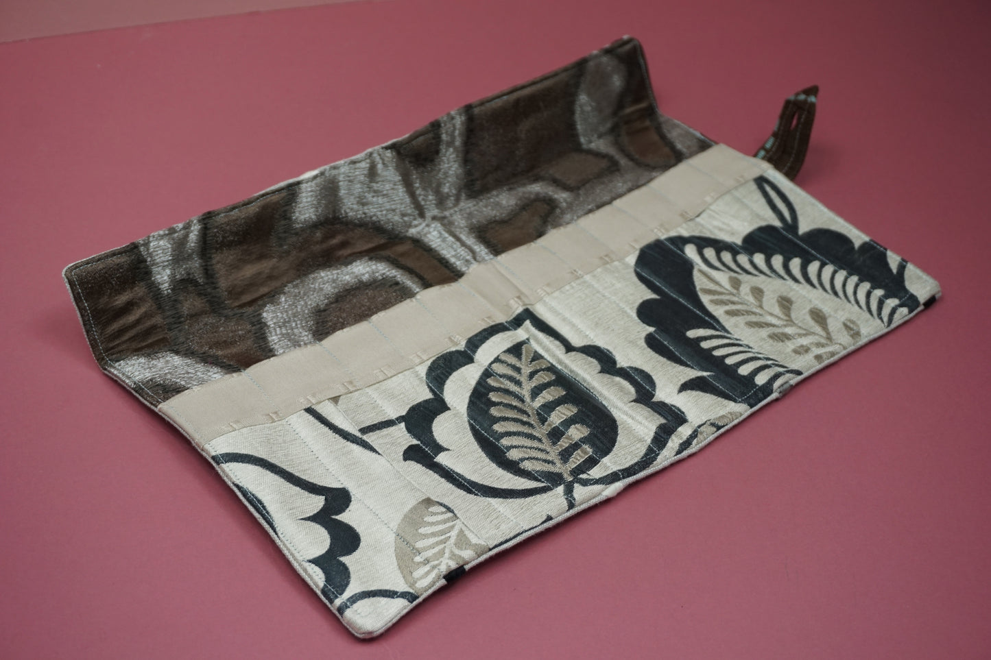 Cream Linen with Monochrome Rope Upcycled Crochet Case