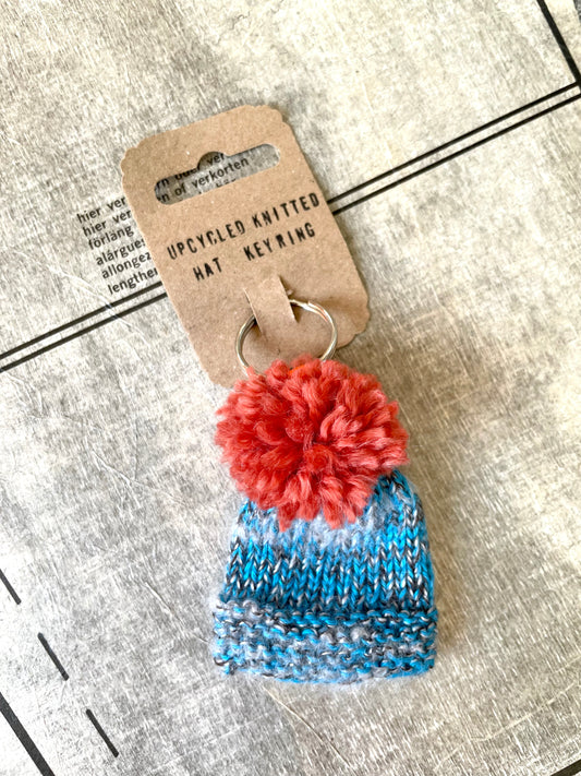 Wooly Hat Keyring - Blue and Orange