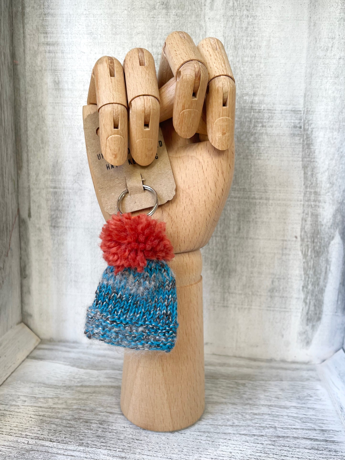 Wooly Hat Keyring - Blue and Orange