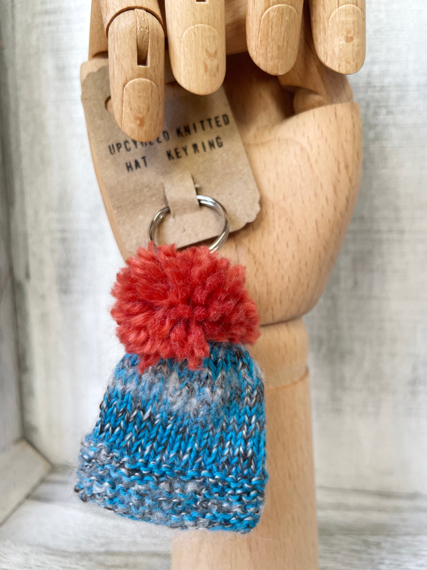 Wooly Hat Keyring - Blue and Orange