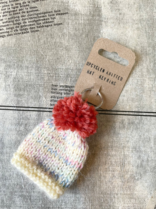 Wooly Hat Keyring - Pastel & Orange