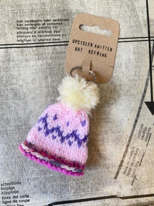 Wooly Hat Keyring - Pastel Pink Nordic
